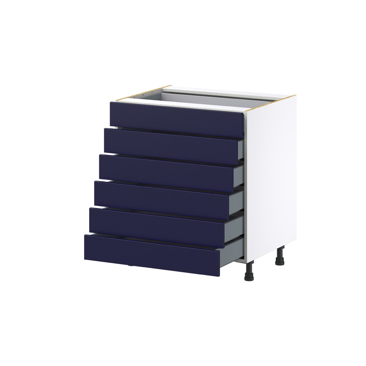 30 in. W x 24 in. D x 34.5 in. H Devon Painted Blue Shaker Assembled Base Kitchen Cabinet with 6-Drawers