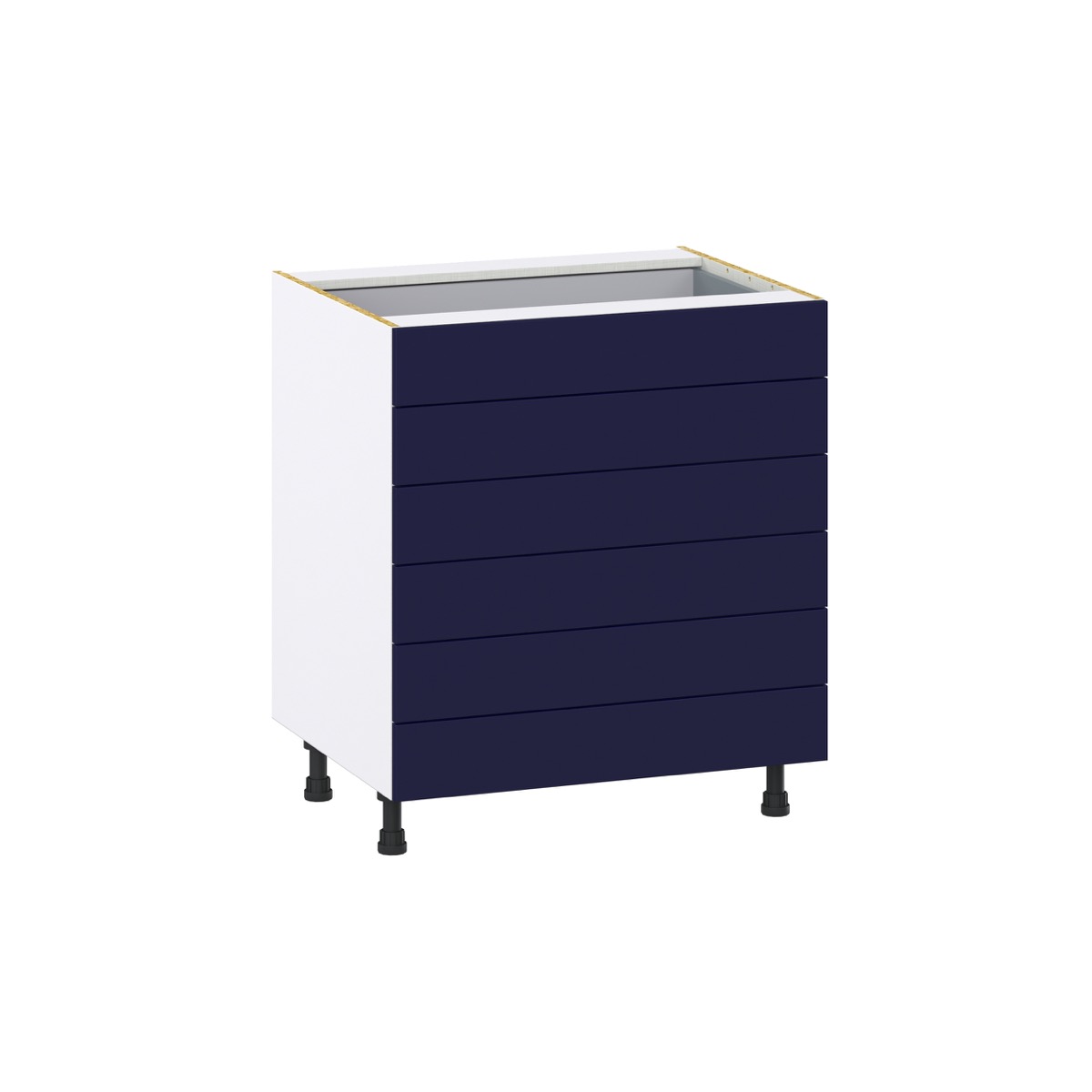 30 in. W x 24 in. D x 34.5 in. H Devon Painted Blue Shaker Assembled Base Kitchen Cabinet with 6-Drawers