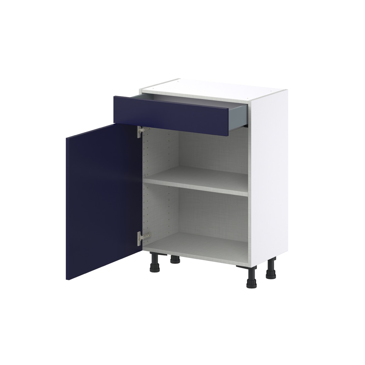 24 in. W x 14 in. D x 34.5 in. H Devon Painted Blue Shaker Assembled Shallow Base Kitchen Cabinet with a Drawer