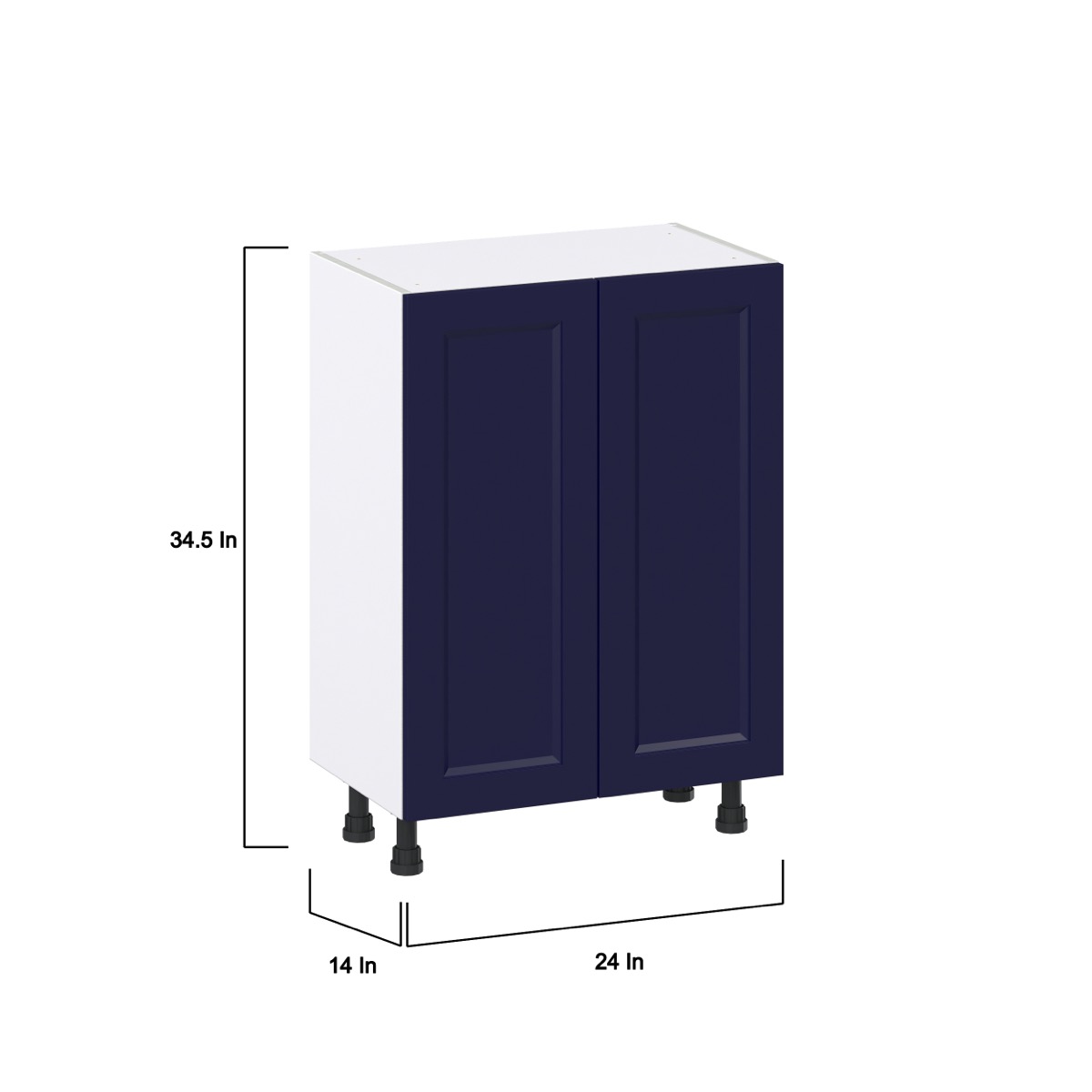 J COLLECTION 24 in. W x 34.5 in. H x 14 in. D Devon Painted Blue Shaker Assembled Shallow Base Kitchen Cabinet with Drawers