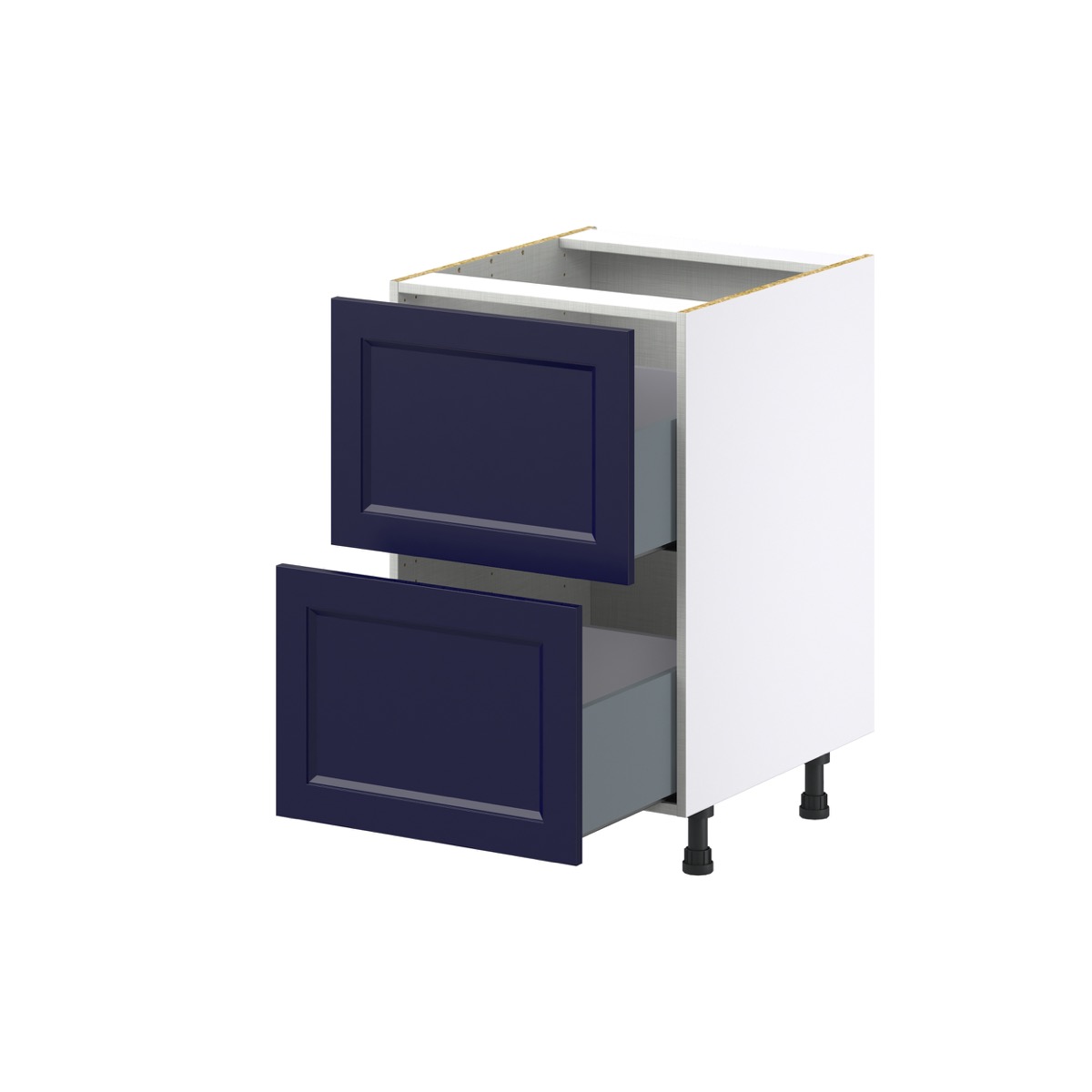 Devon Painted Blue Shaker Assembled Base Kitchen Cabinet with 2 Drawers 21 in. W x 34.5 in. H x 24 in. D