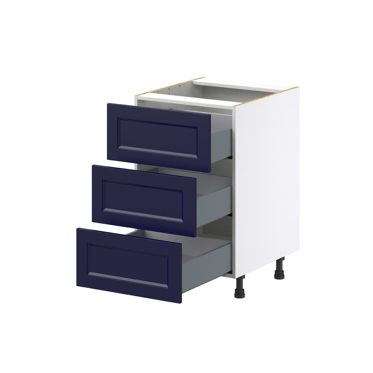 21 in. W x 24 in. D x 34.5 in. H Devon Painted Blue Shaker Assembled Base Kitchen Cabinet with 3 Even Drawers