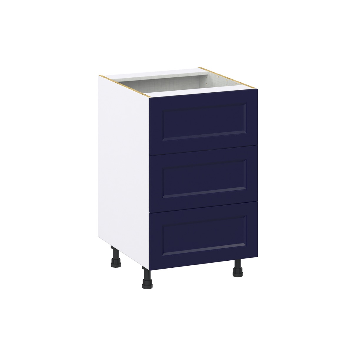 21 in. W x 24 in. D x 34.5 in. H Devon Painted Blue Shaker Assembled Base Kitchen Cabinet with 3 Even Drawers