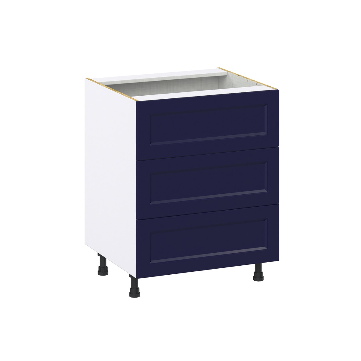 27 in. W x 24 in. D x 34.5 in. H Devon Painted Blue Shaker Assembled Base Kitchen Cabinet with 3 Even Drawers