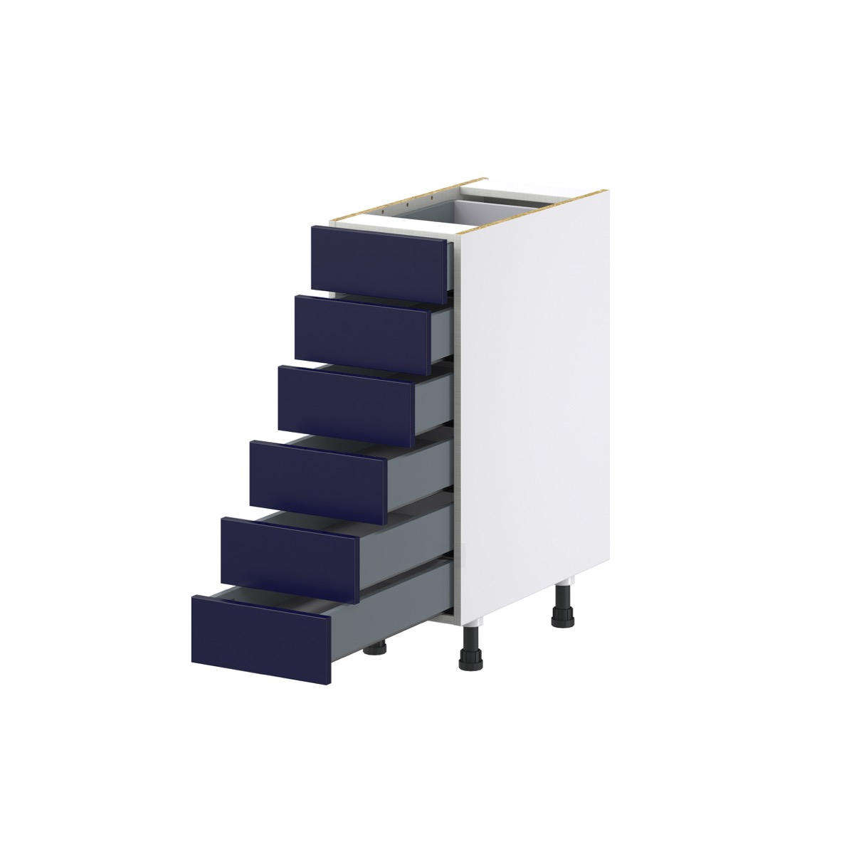 12 in. W x 34.5 in. H x 24 in. D Devon Painted Blue Shaker Assembled Base Kitchen Cabinet with 6-Drawers