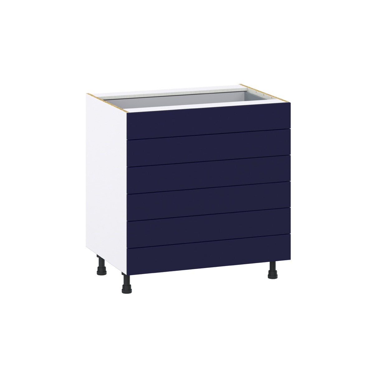 J COLLECTION 33 in. W x 34.5 in. H x 24 in. D Devon Painted Blue Shaker Assembled Base Kitchen Cabinet with 6-Drawers