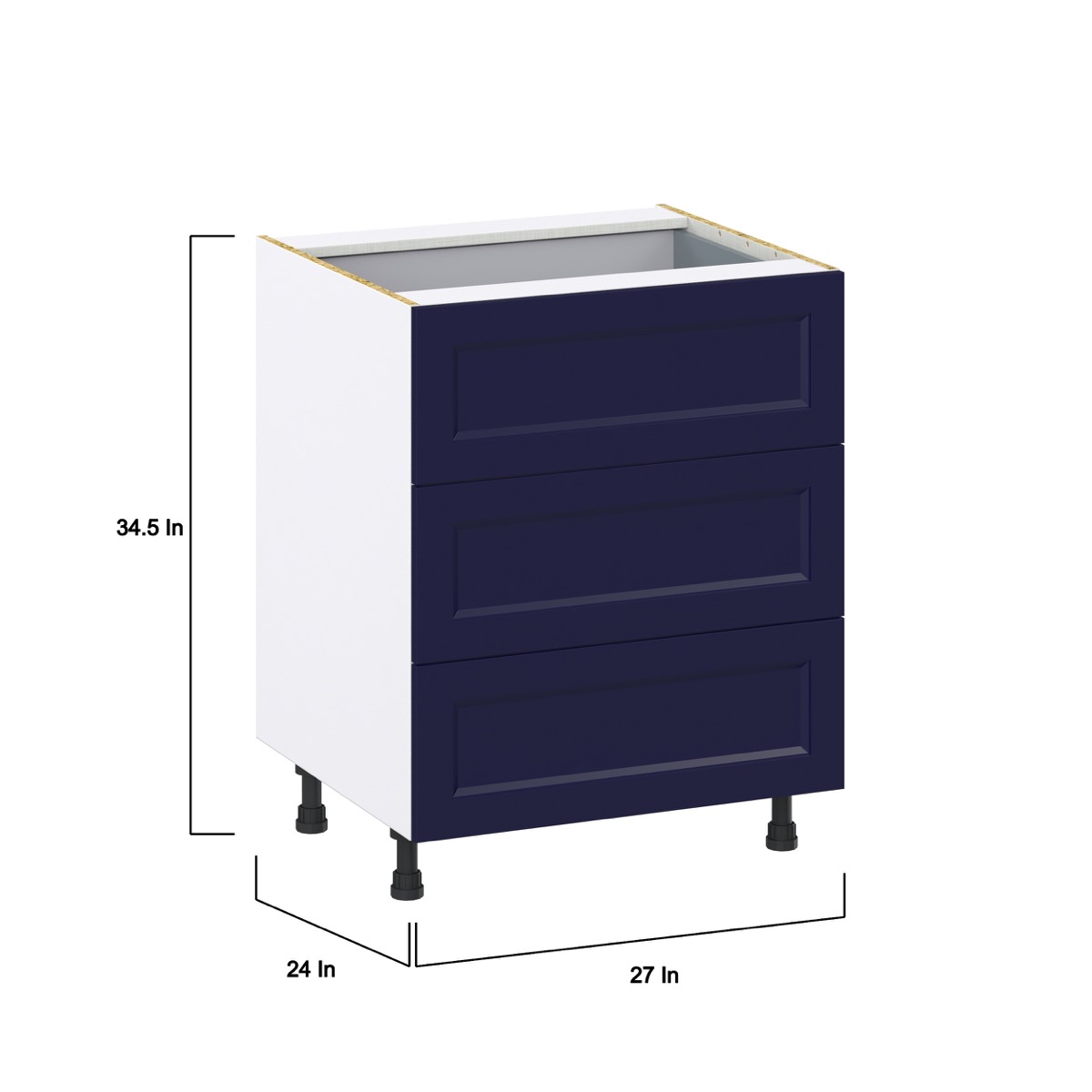 J COLLECTION 27 in. W x 34.5 in. H x 24 in. D Littleton Painted Gray Shaker Assembled Base Kitchen Cabinet with 4 Drawers