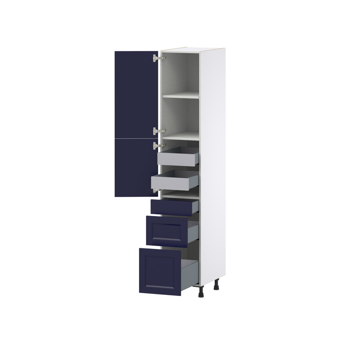Devon 15 in. W x 84.5 in. H x 24 in. D Painted Blue Shaker Assembled Pantry Kitchen Cabinet with 5 Drawers