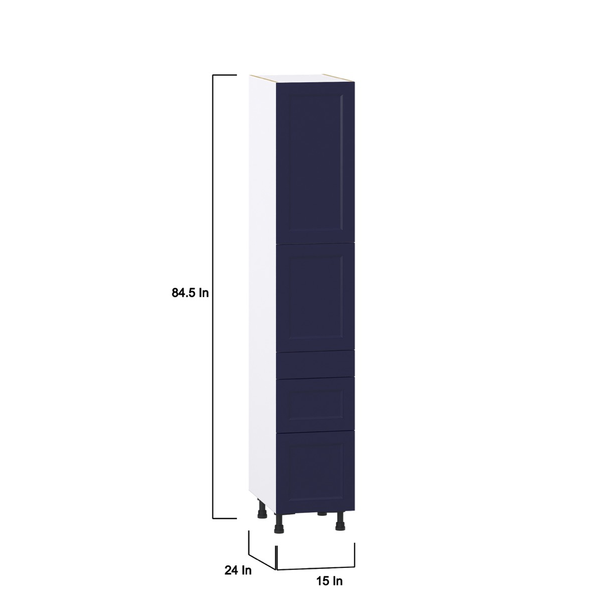 Devon 15 in. W x 84.5 in. H x 24 in. D Painted Blue Shaker Assembled Pantry Kitchen Cabinet with 5 Drawers