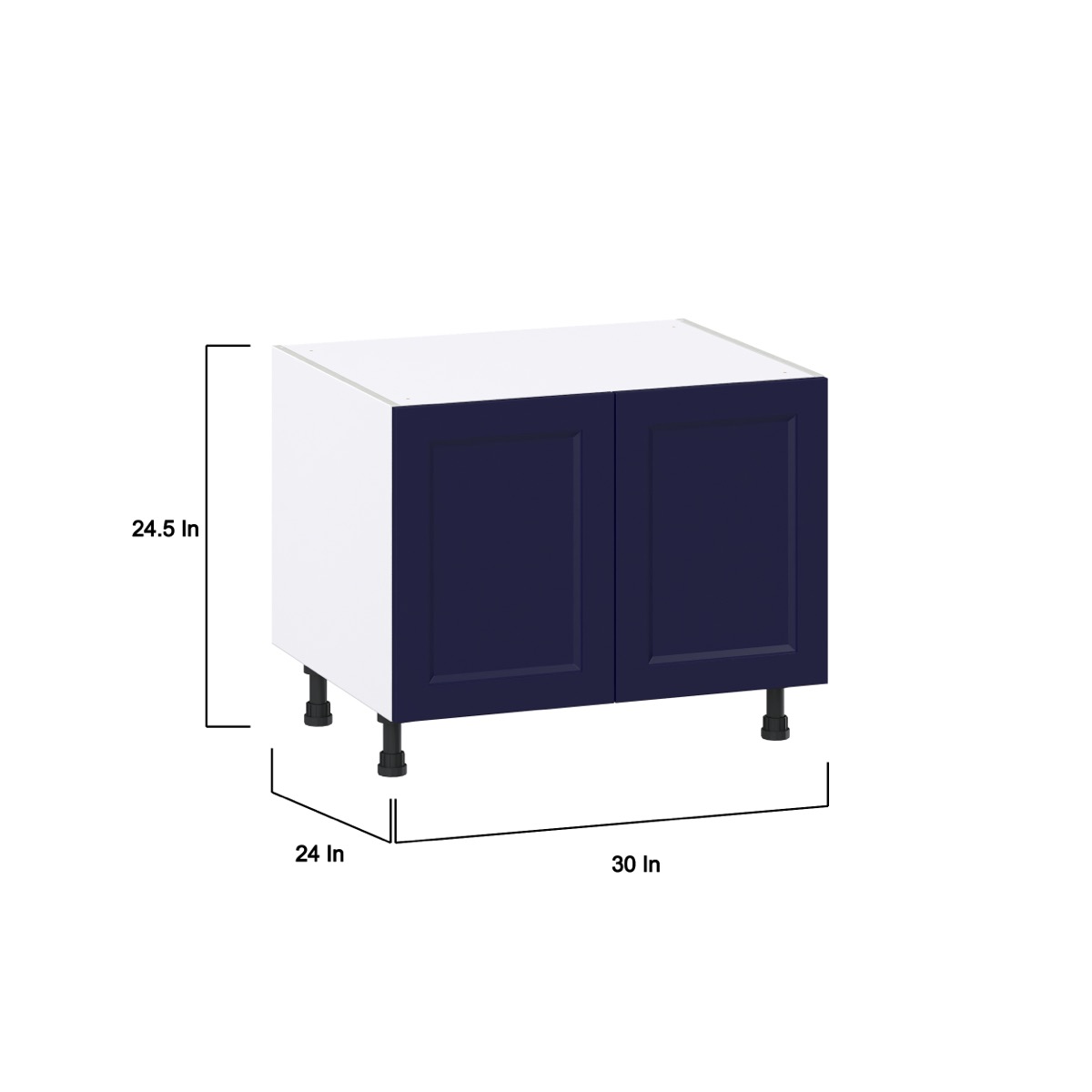 30 in. W x 24 in. D x 24.5 in. H Devon Painted Blue Shaker Assembled Apron Front Sink Base Kitchen Cabinet