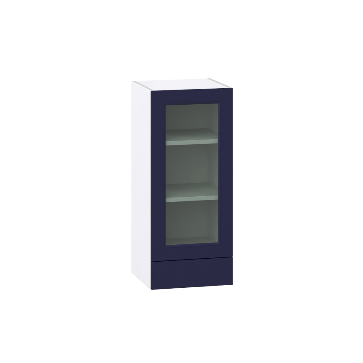 Devon 15 in. W x 35 in. H x 14 in. D Painted Blue Assembled Wall Kitchen Cabinet with a Glass Door