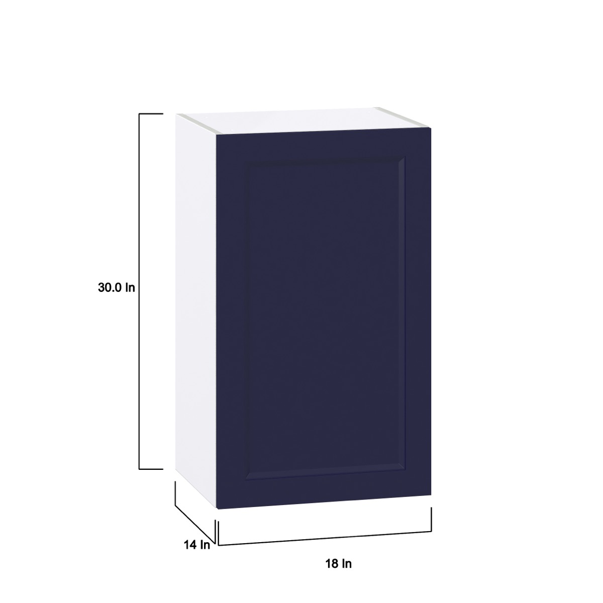 Devon Painted Blue Recessed Assembled Wall Kitchen Cabinet with Full Height Door (18 in. W x 30 in. H x 14 in. D)