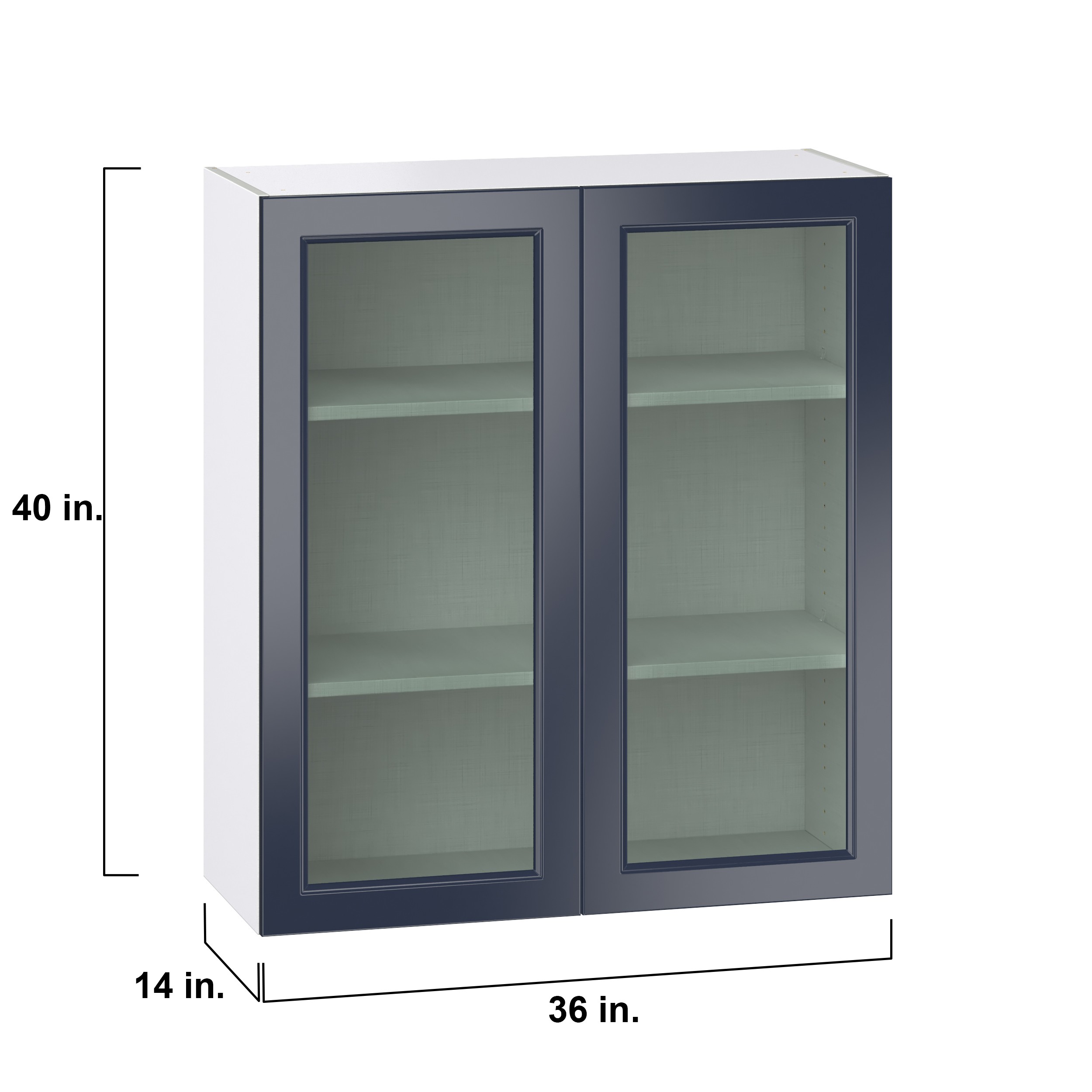J COLLECTION 36 in. W x 40 in. H x 14 in. D Littleton Painted Gray Recessed Assembled Wall Kitchen Cabinet