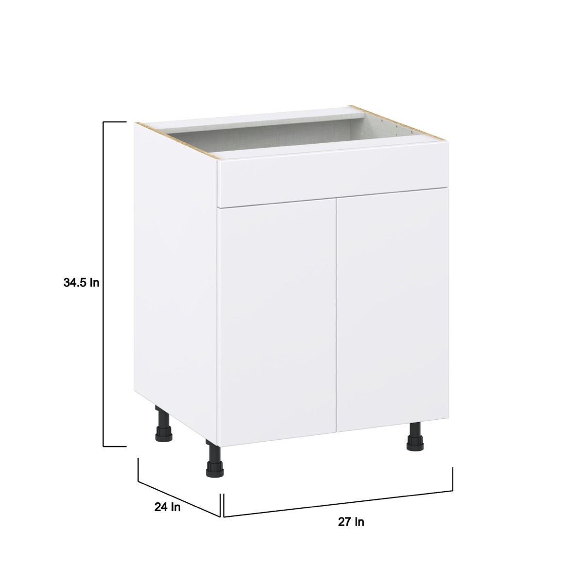 J COLLECTION Fairhope Bright White Slab Assembled Sink Base Kitchen Cabinet with a False Front (33 in. W X 34.5 in. H X 24 in. D)