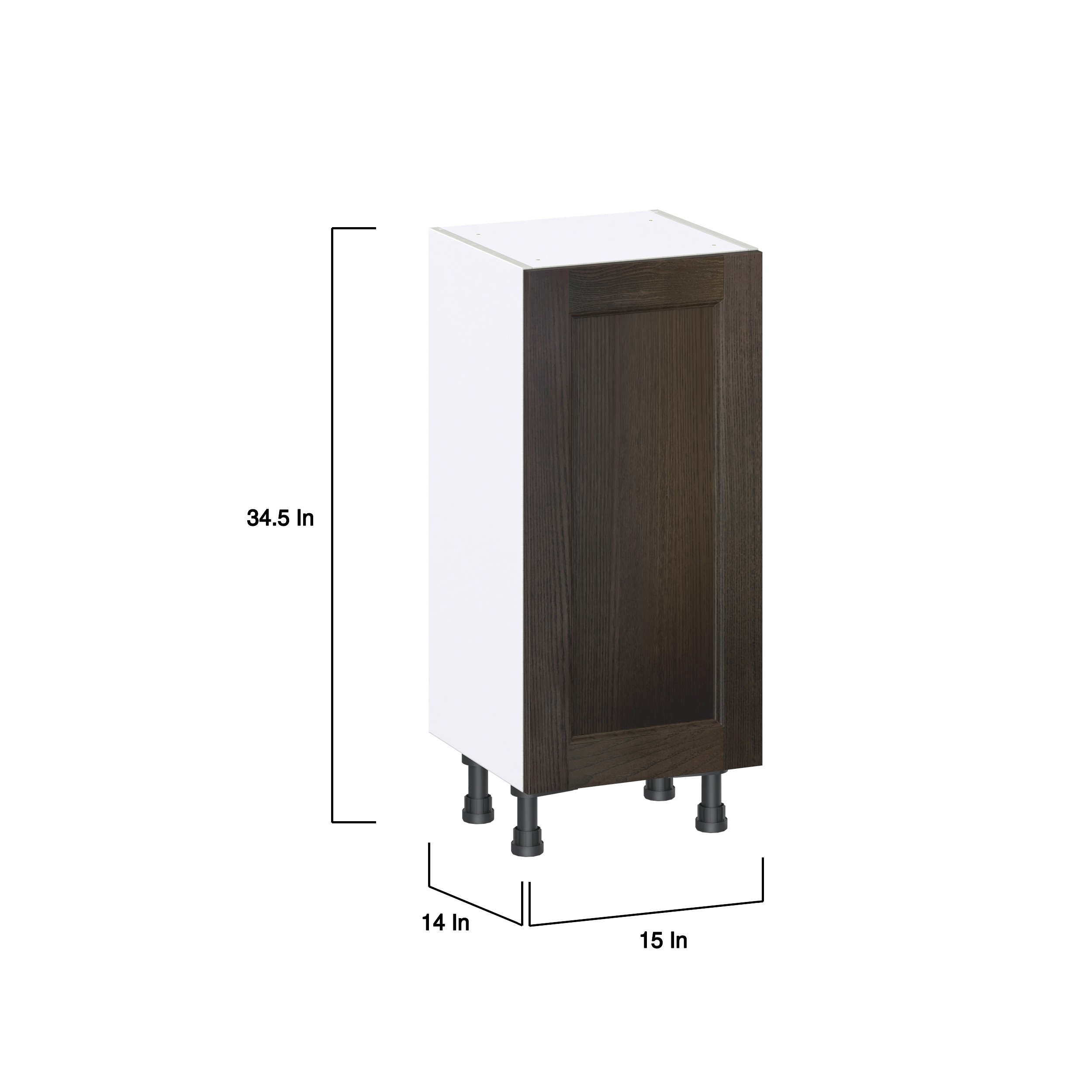 Lincoln Chestnut Solid Wood Assembled Shallow Base Kitchen Cabinet with a Door (15 in. W x 34.5 in. H x 14 in. D)
