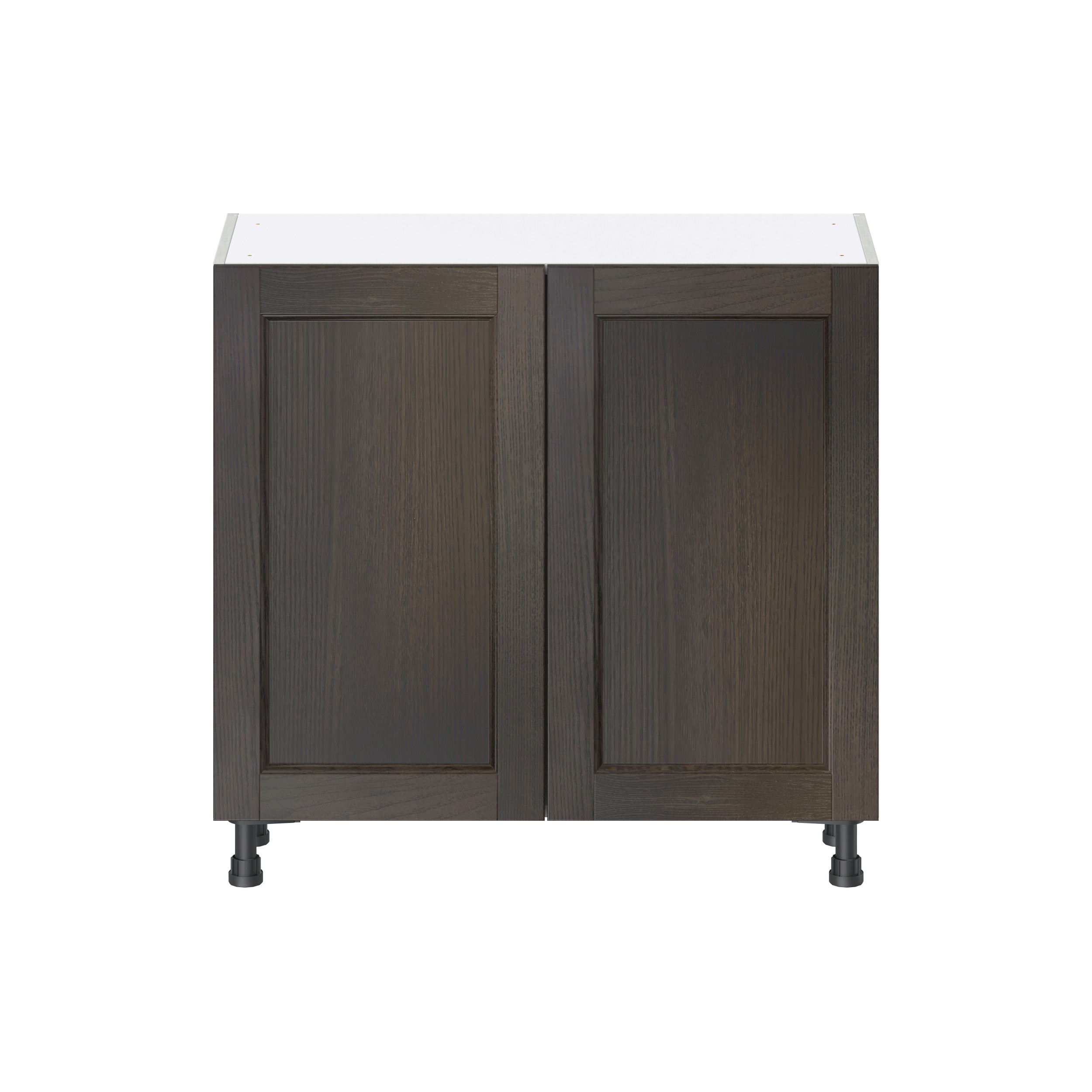 J COLLECTION Lincoln Chestnut Solid Wood Assembled Shallow Base Kitchen Cabinet with Glass Door (36 in. W x 34.5 in. H x 14 in. D)