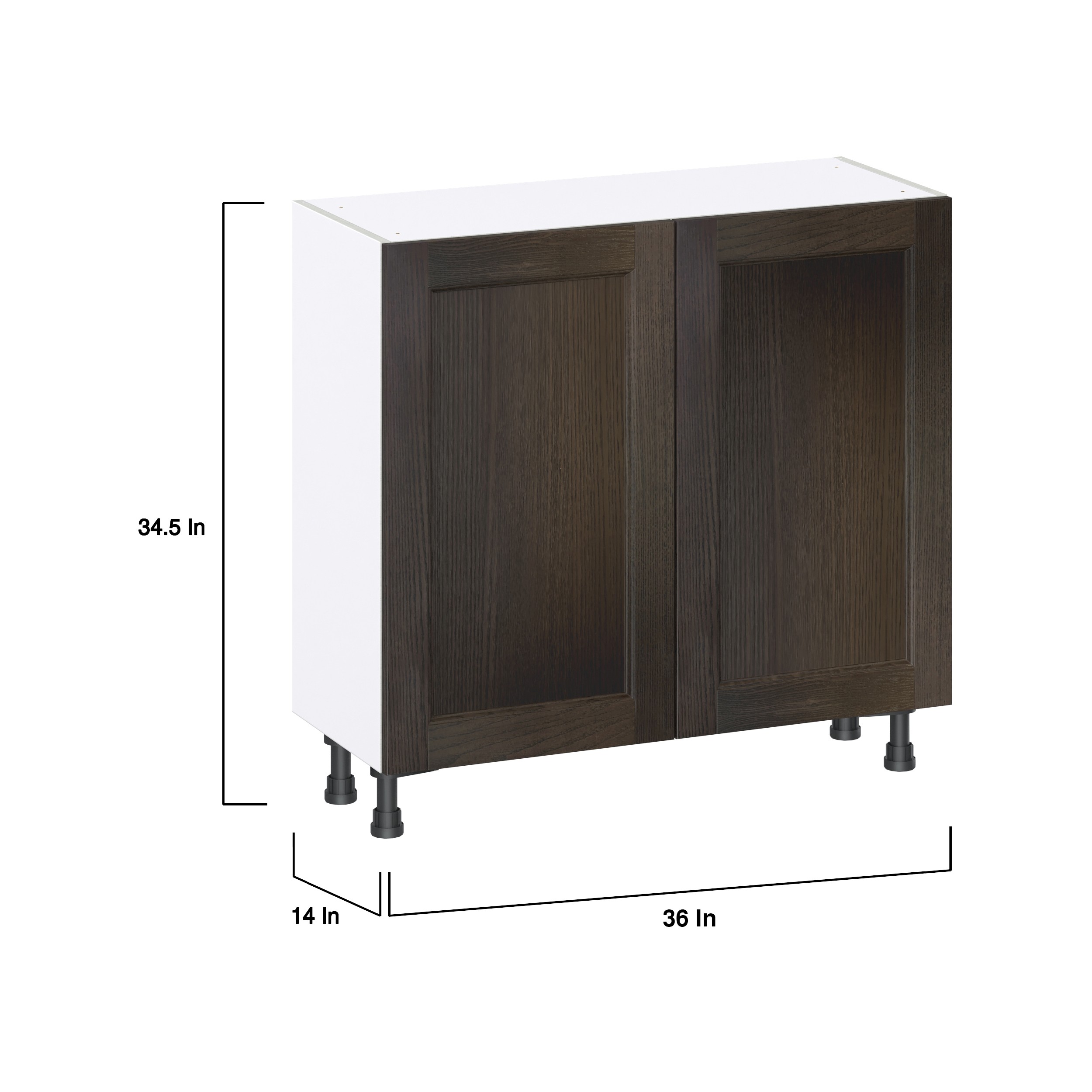 J COLLECTION Lincoln Chestnut Solid Wood Assembled Shallow Base Kitchen Cabinet with Glass Door (36 in. W x 34.5 in. H x 14 in. D)