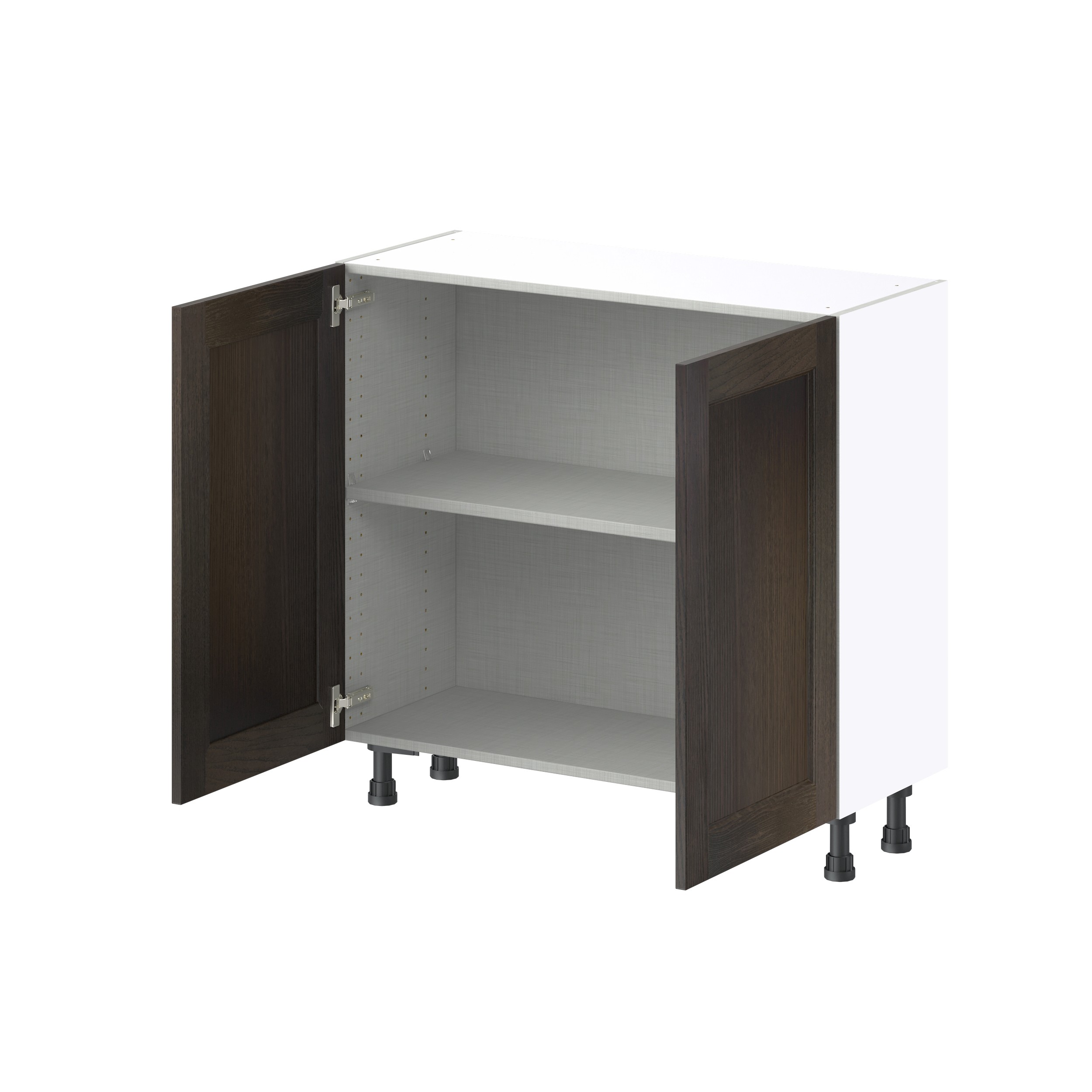 J COLLECTION Lincoln Chestnut Solid Wood Assembled Shallow Base Kitchen Cabinet with Glass Door (36 in. W x 34.5 in. H x 14 in. D)