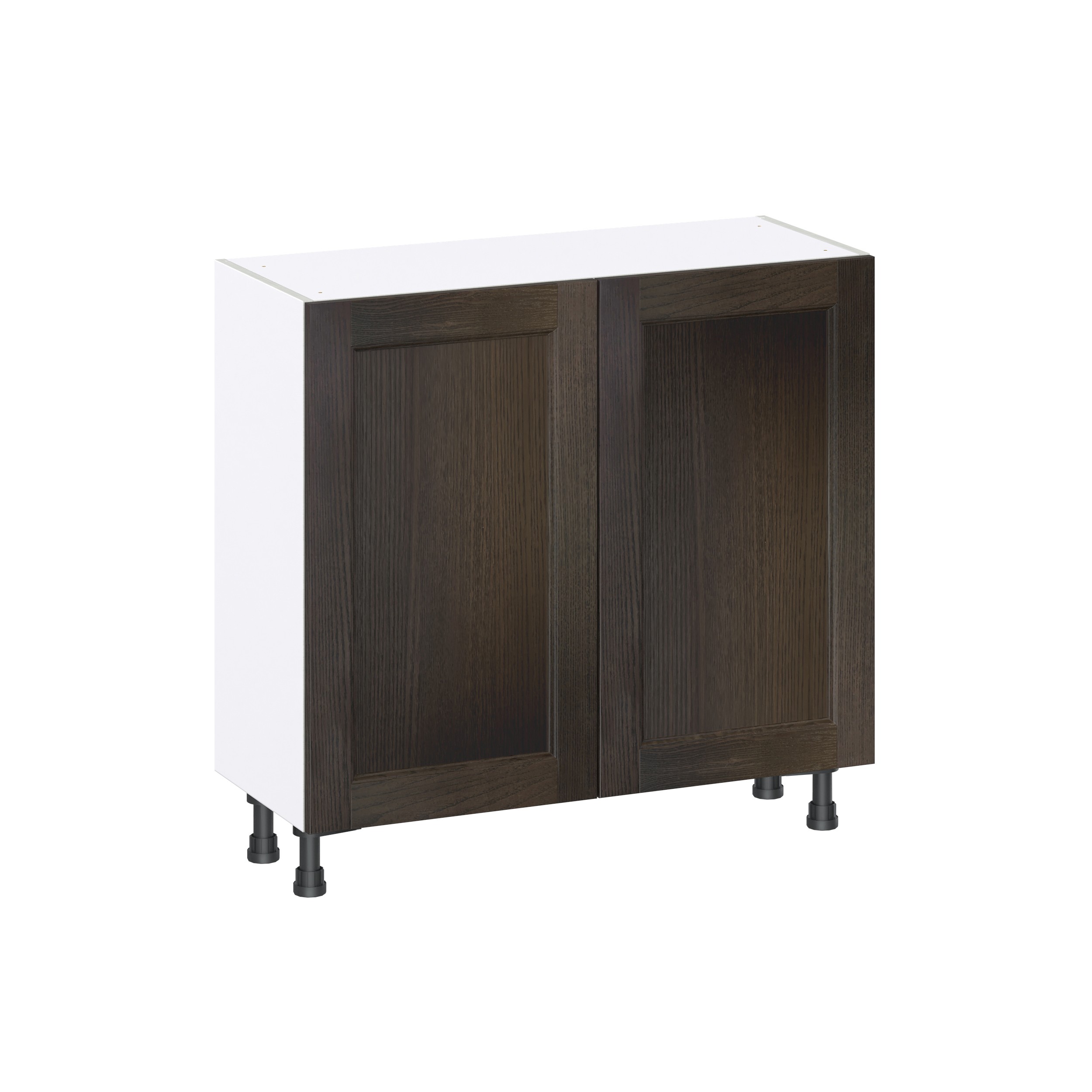 J COLLECTION Lincoln Chestnut Solid Wood Assembled Shallow Base Kitchen Cabinet with Glass Door (36 in. W x 34.5 in. H x 14 in. D)