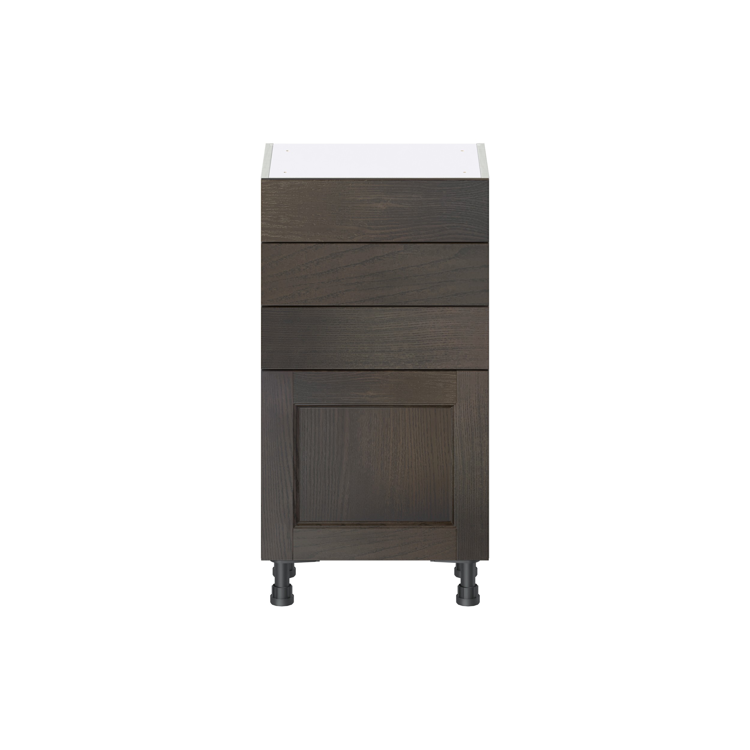 Lincoln Chestnut Solid Wood Assembled Shallow Base Kitchen Cabinet with 3 Drawers (18 in. W x 34.5 in. H x 14 in. D)