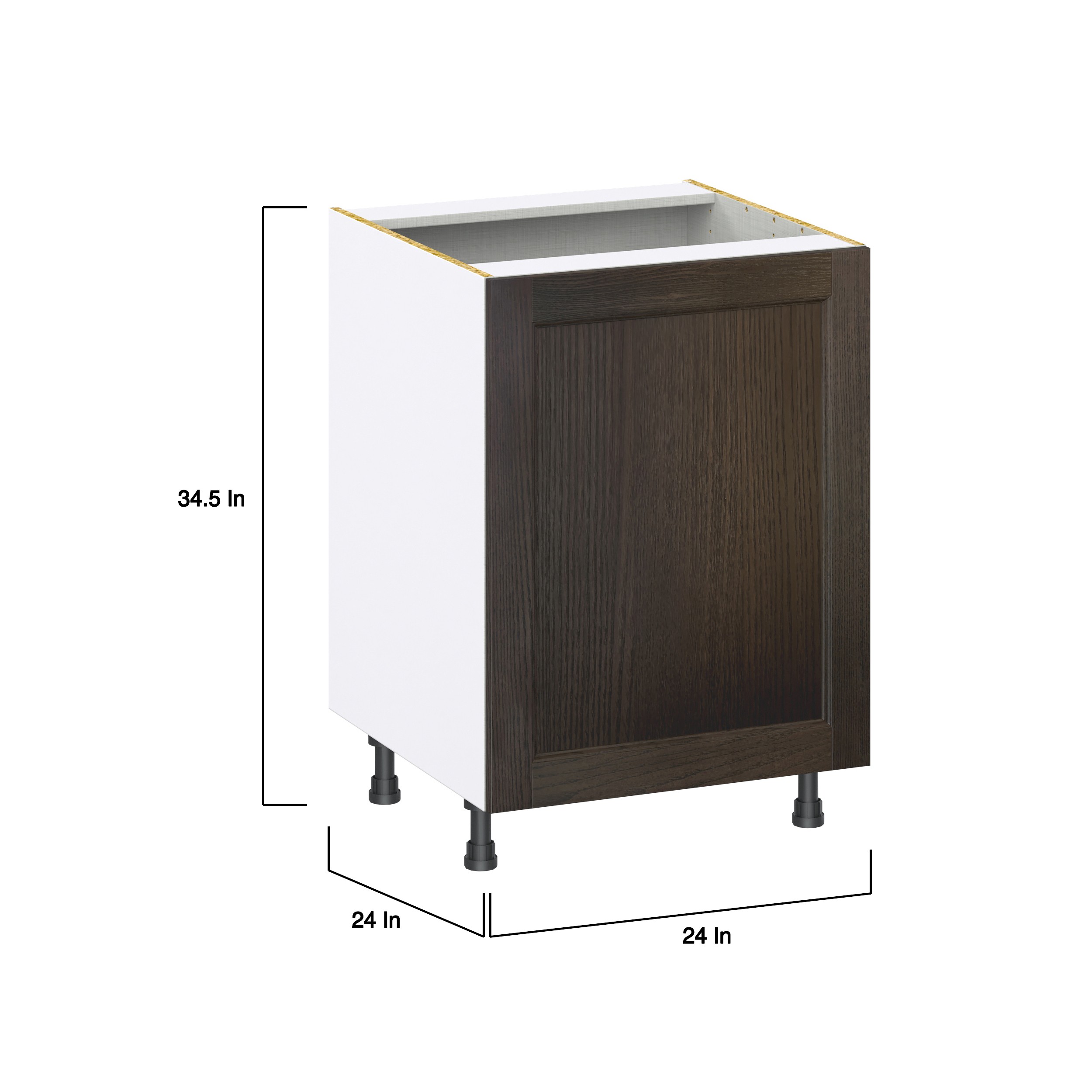 J COLLECTION Lincoln Chestnut Solid Wood  Assembled Full Height Doors Base Kitchen Cabinet (24 in. W x 34.5 in. H x 24 in. D)