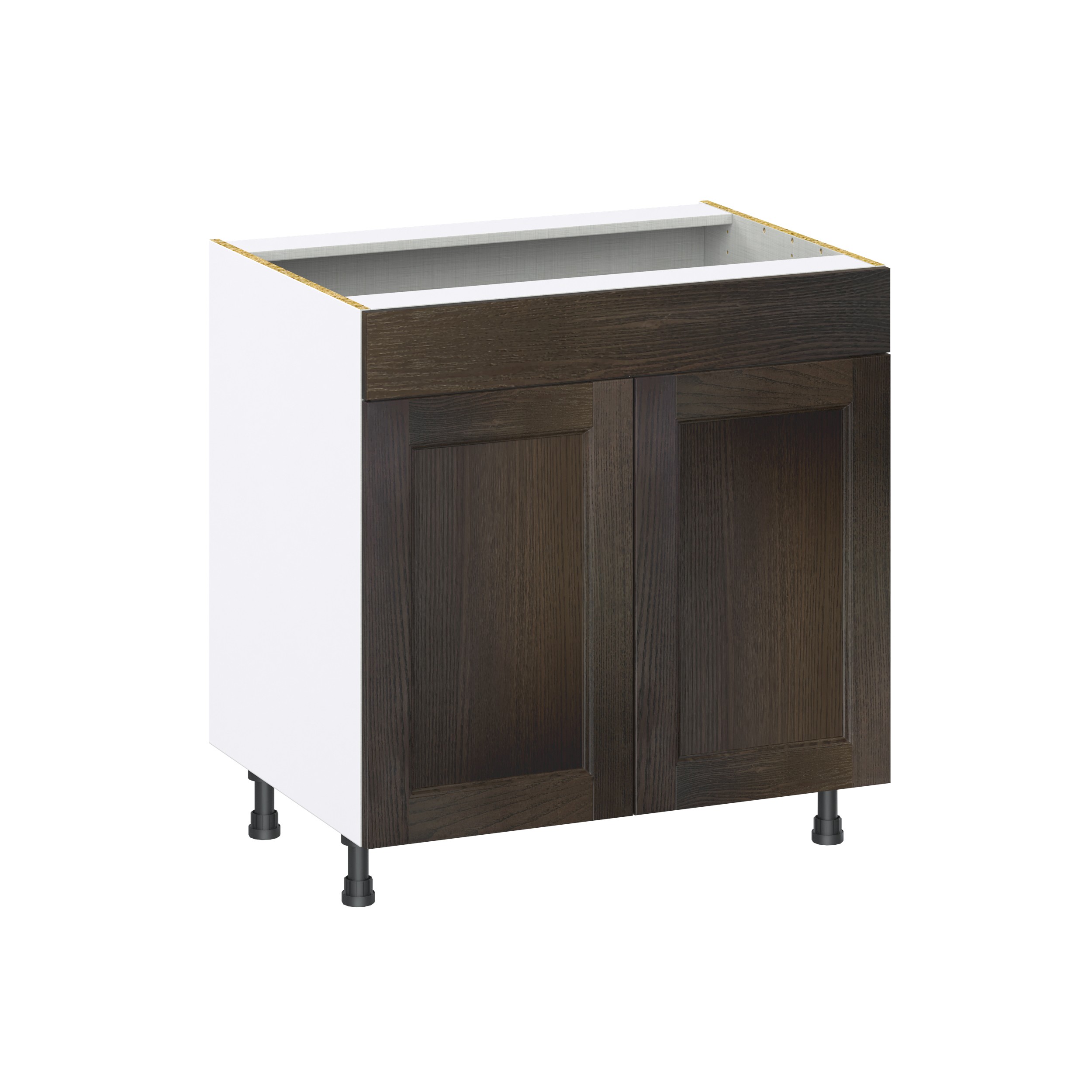 J COLLECTION Lincoln Chestnut Solid Wood  Assembled Full Height Doors Base Kitchen Cabinet (24 in. W x 34.5 in. H x 24 in. D)
