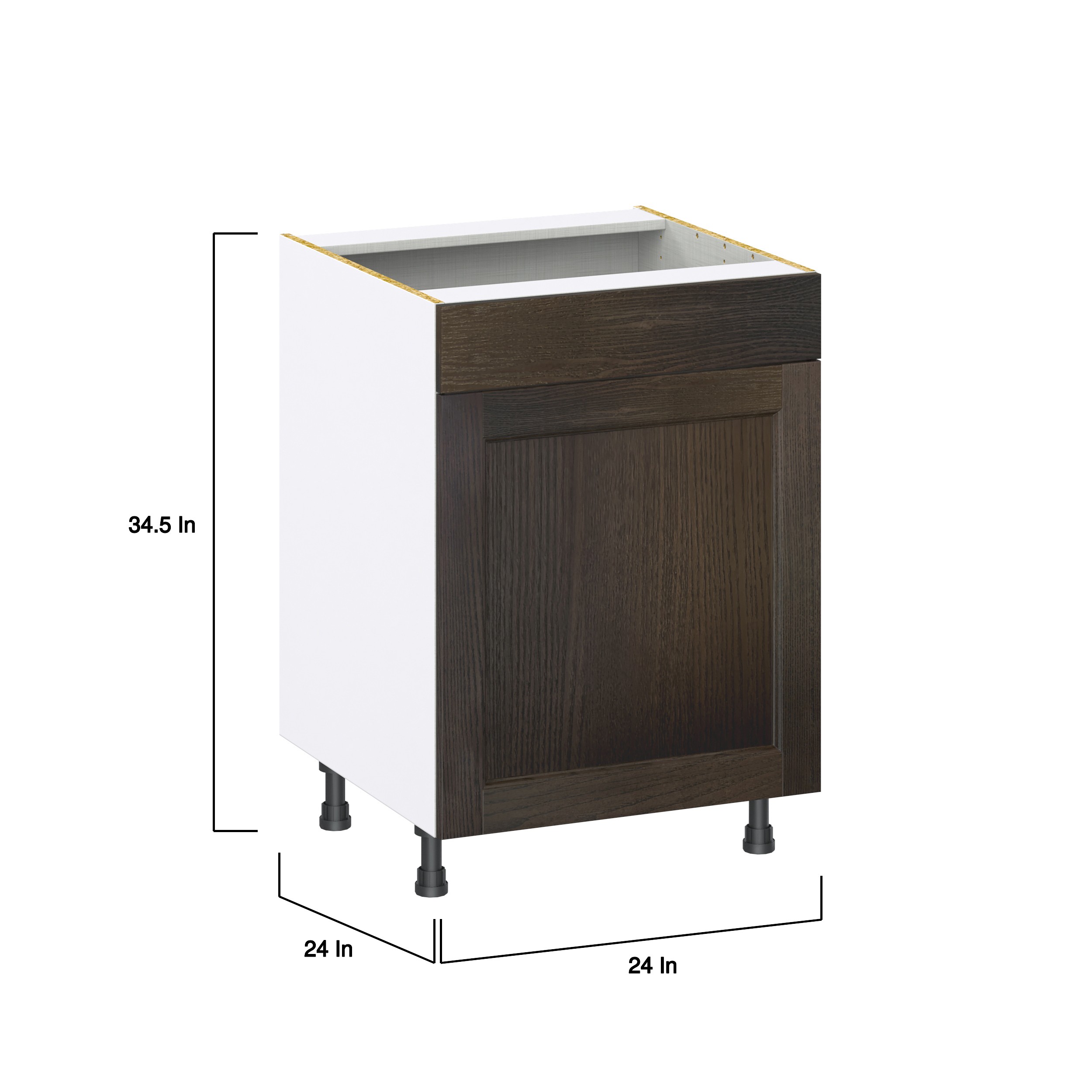 J COLLECTION Lincoln Chestnut Solid Wood  Assembled Full Height Doors Base Kitchen Cabinet (24 in. W x 34.5 in. H x 24 in. D)