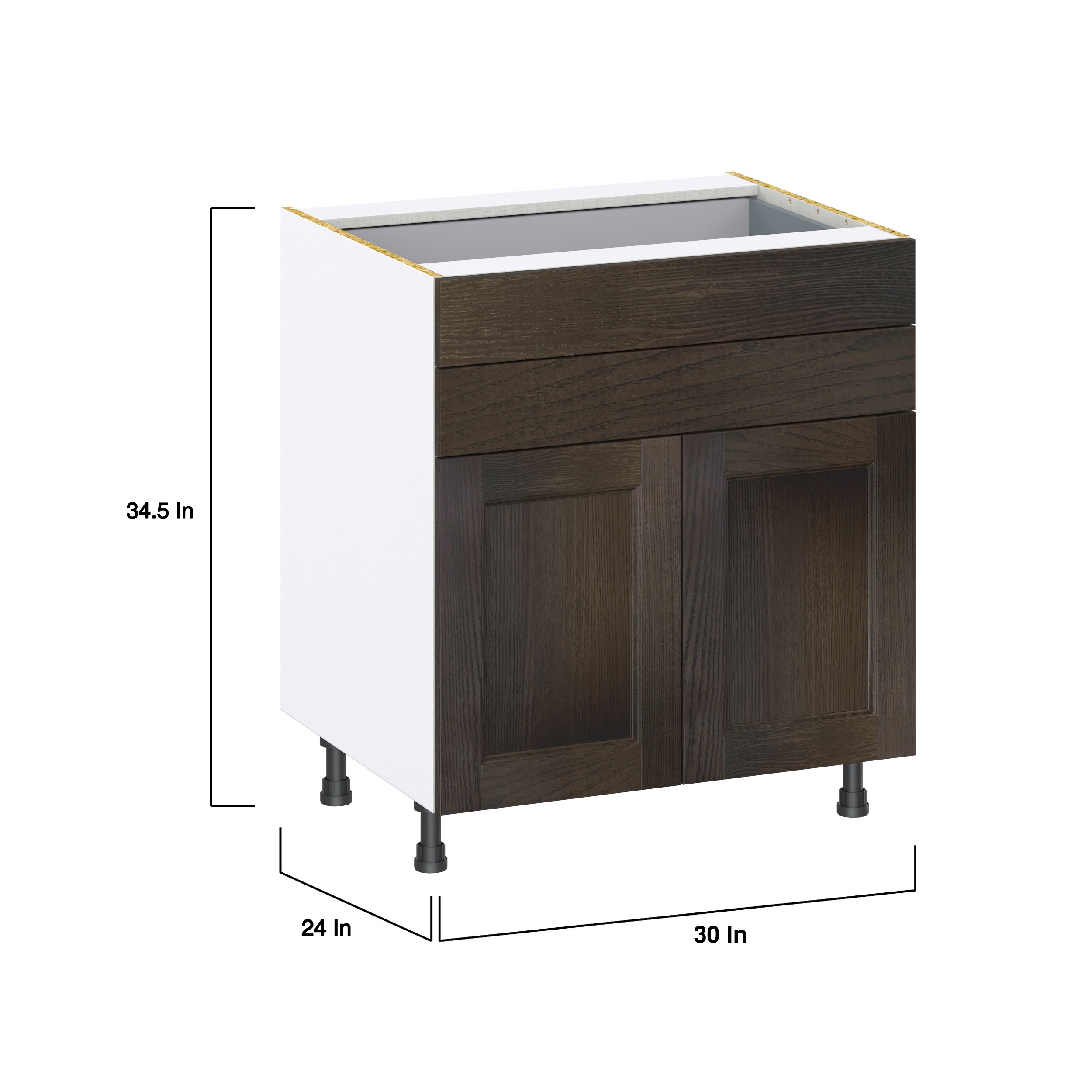 Lincoln Chestnut Solid Wood Assembled Base Kitchen Cabinet with 2-5 in. Drawers (30 in. W x 34.5 in. H x 24 in. D)