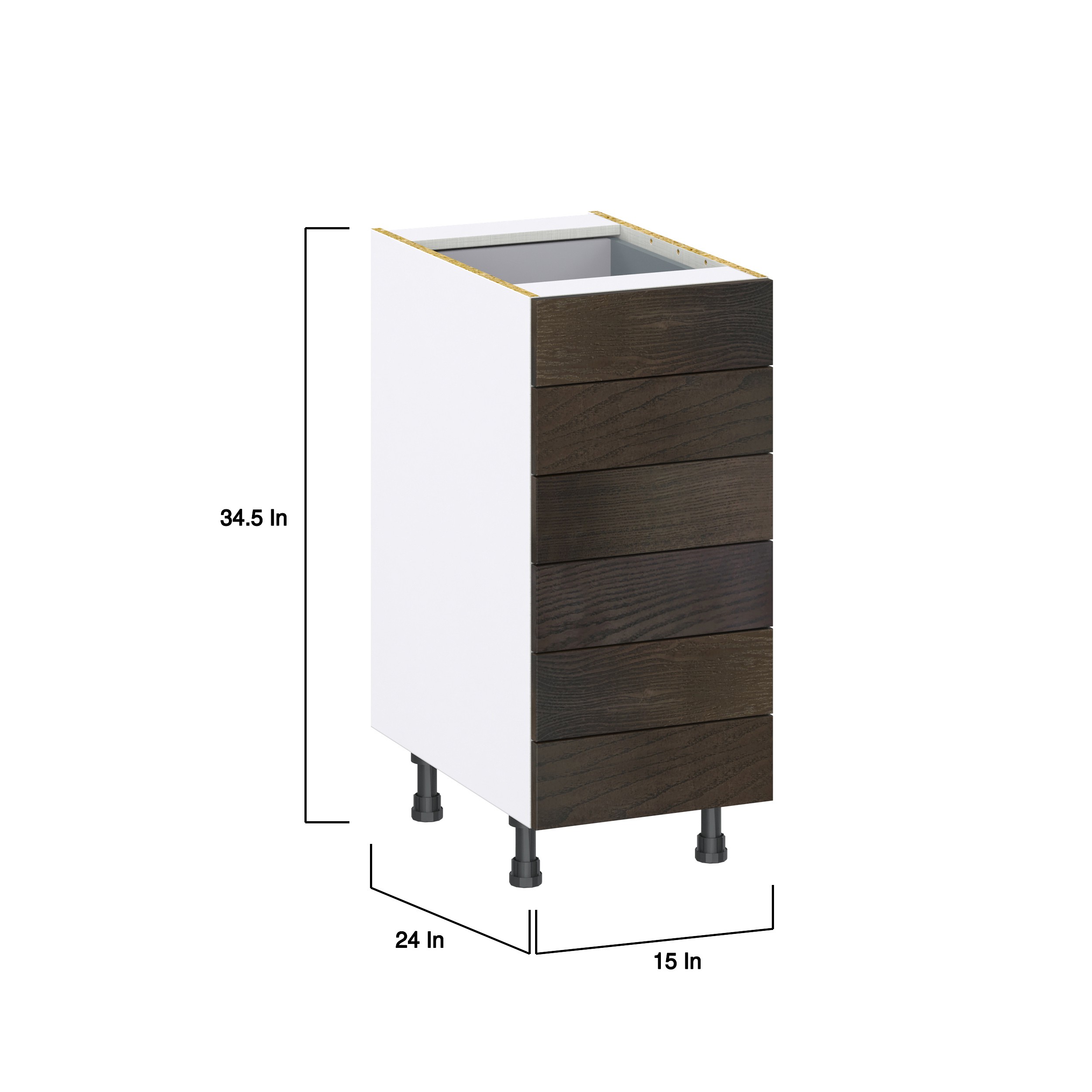Lincoln Chestnut Solid Wood Assembled Base Kitchen Cabinet with 6 Drawers (15 in. W x 34.5 in. H x 24 in. D)