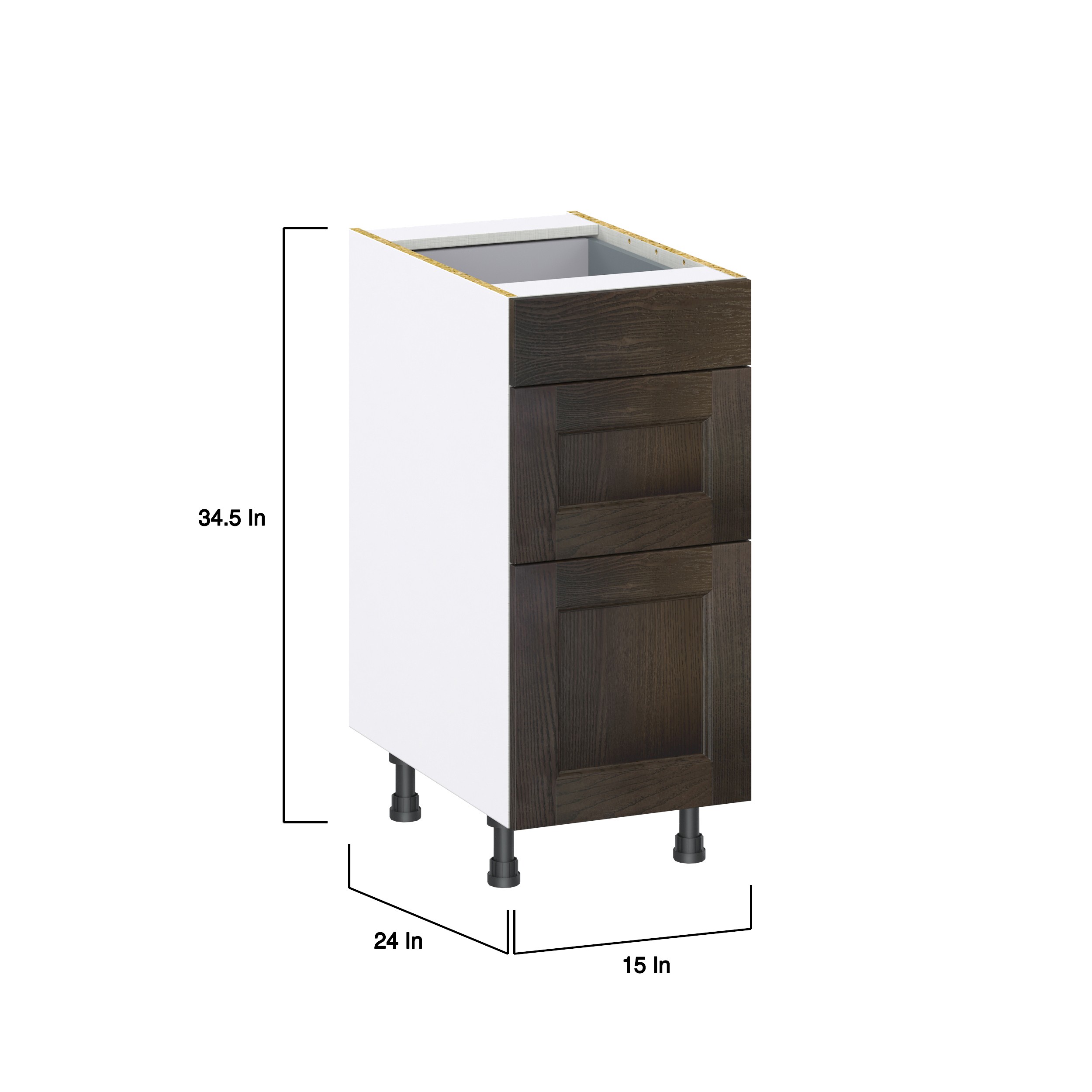 Lincoln Chestnut Solid Wood Assembled Base Kitchen Cabinet with 3 Drawers (15 in. W x 34.5 in. H x 24 in. D)