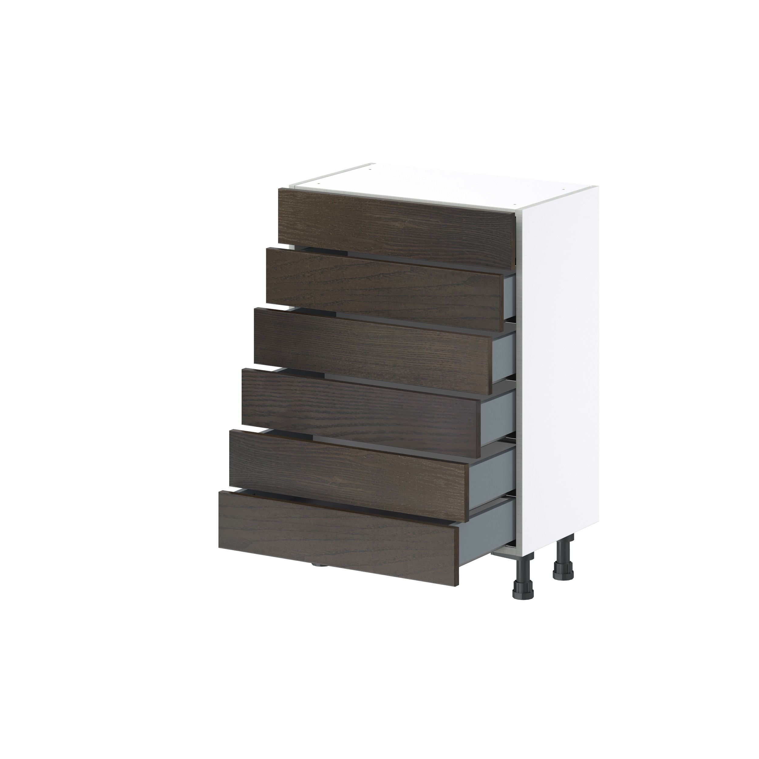Lincoln Chestnut Solid Wood Assembled Shallow Base Kitchen Cabinet with 6 Drawers (24 in. W x 34.5 in. H x 14 in. D)