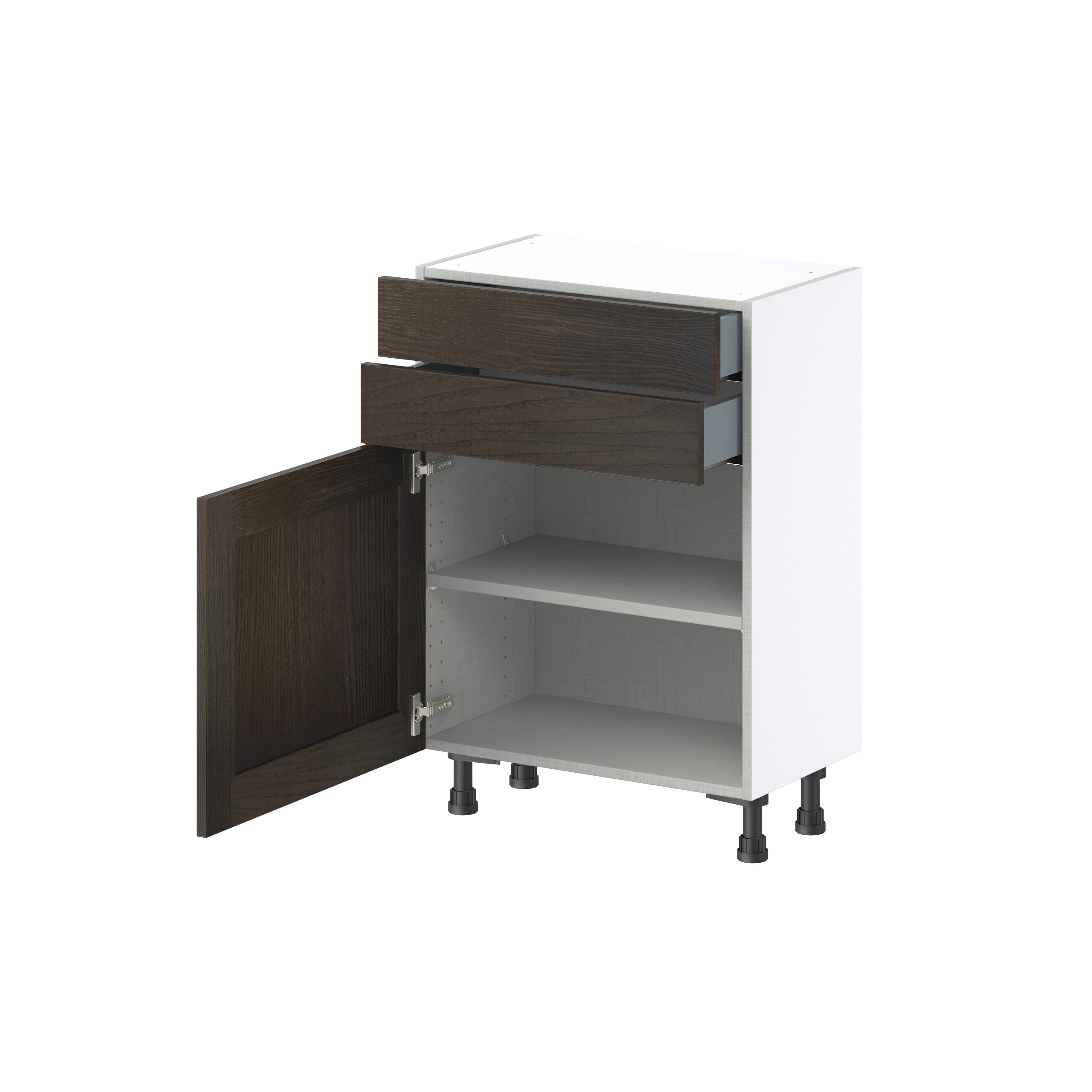 Lincoln Chestnut Solid Wood Assembled Shallow Base Kitchen Cabinet with Drawers (24 in. W x 34.5 in. H x 14 in. D)