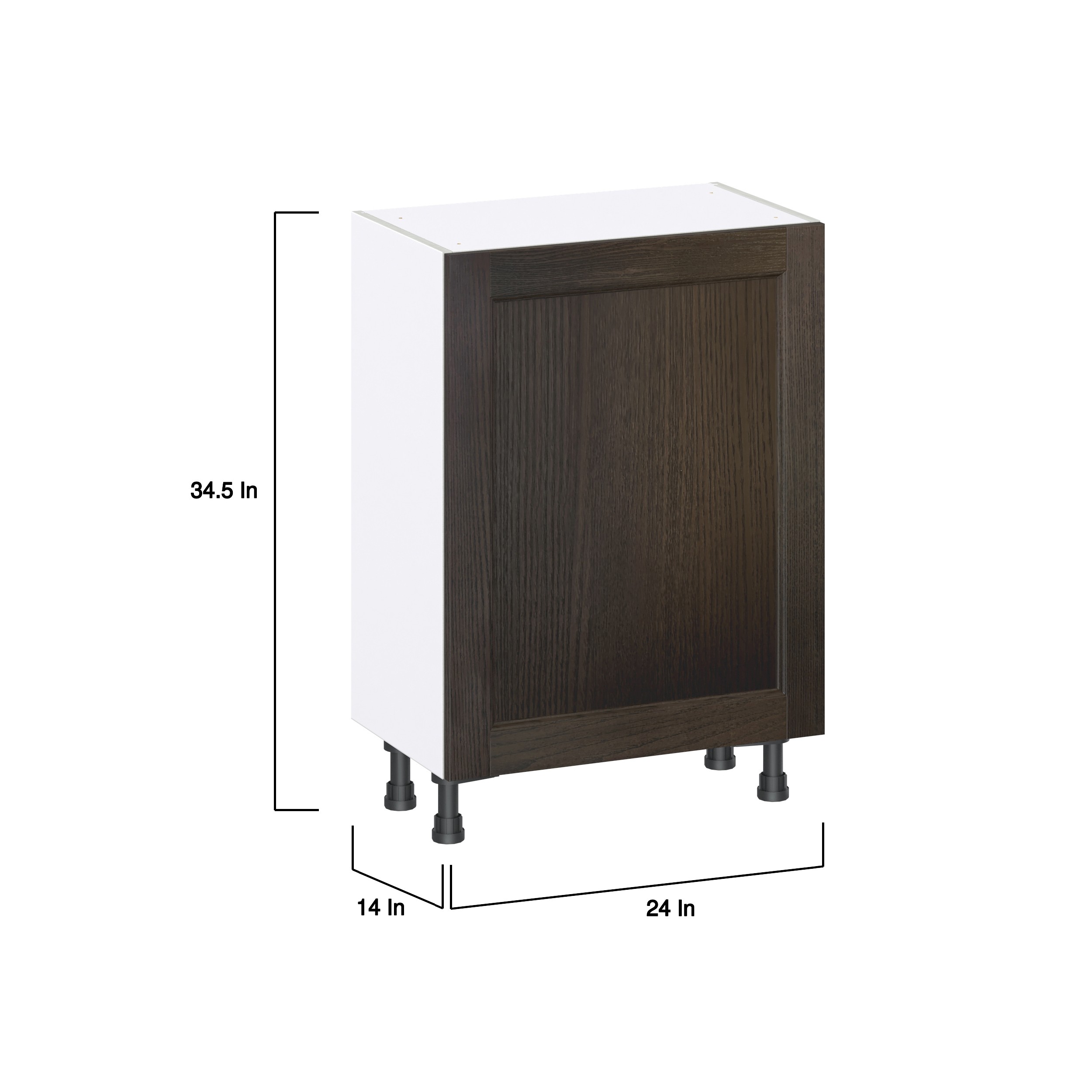 J COLLECTION Lincoln Chestnut Solid Wood Assembled Shallow Base Kitchen Cabinet with 2 Doors (24 in. W x 34.5 in. H x 14 in. D)