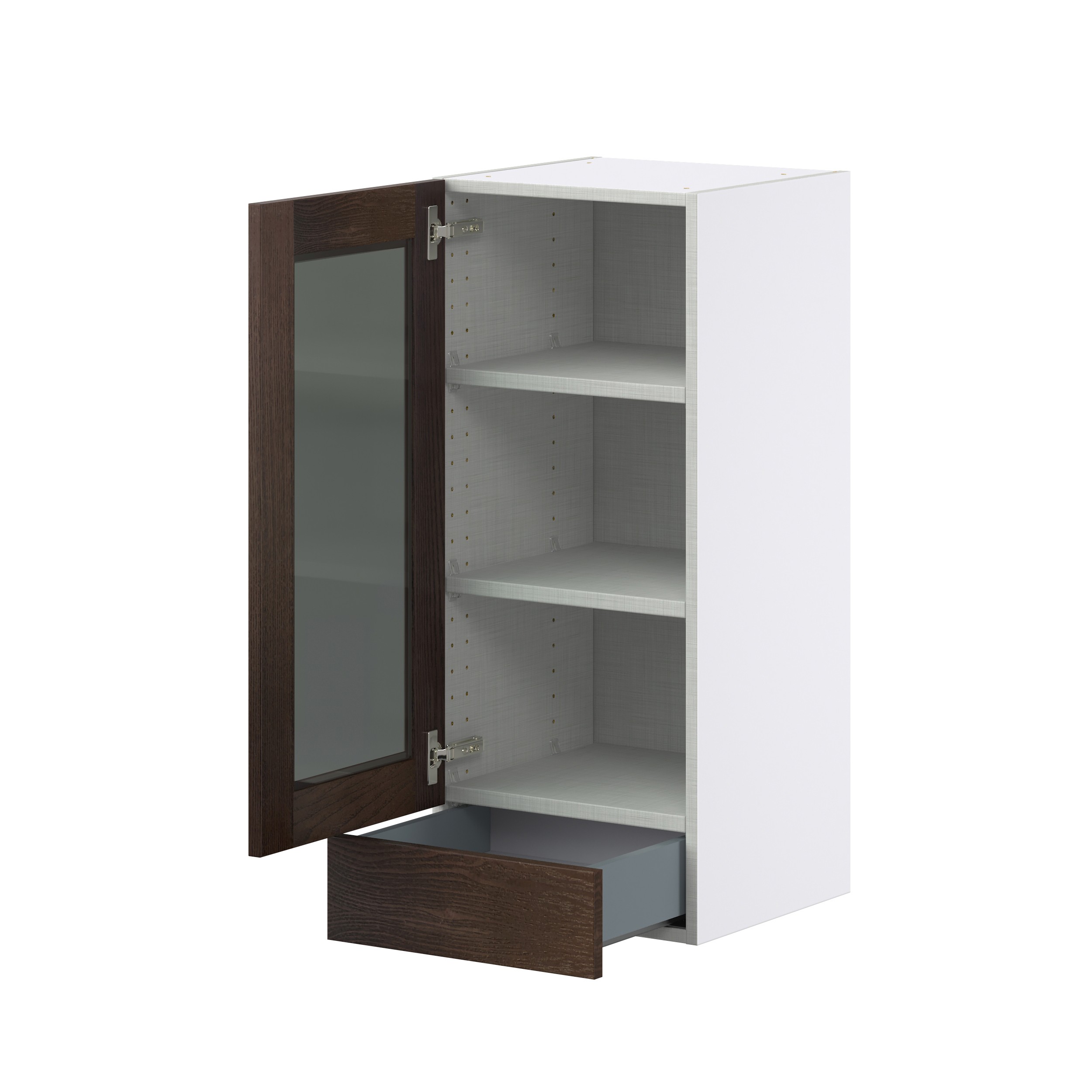 Lincoln Chestnut Solid Wood Assembled Wall Kitchen Cabinet with a Glass Door (15 in. W x 35 in. H x 14 in. D)