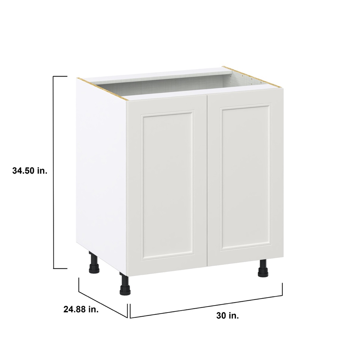 Littleton 30 in. W x 24 in. D x 34.5 in. H Painted Gray Shaker Assembled Base Kitchen Cabinet with 3 Inner Drawers