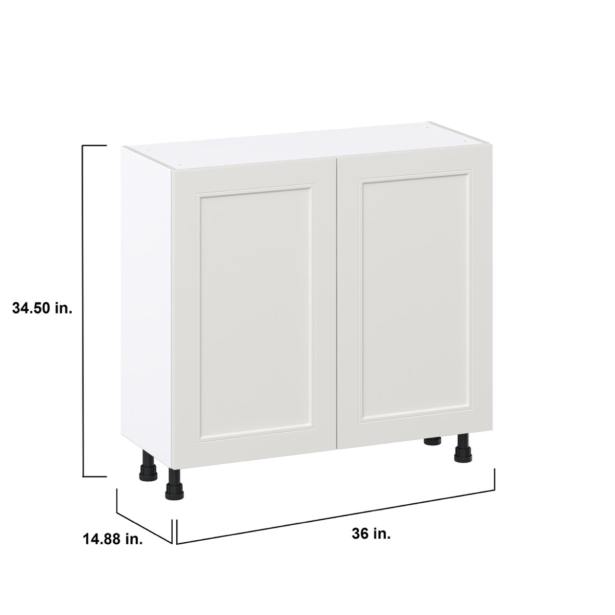 J COLLECTION 36 in. W x 14 in. D x 34.5 in. H Alton Painted White Shaker Assembled Shallow Base Kitchen Cabinet with 2-Doors