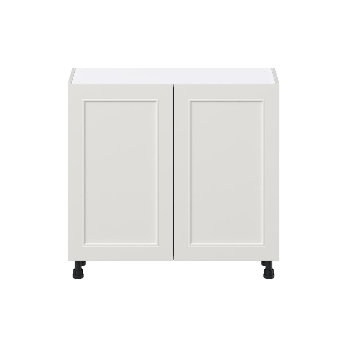 J COLLECTION 36 in. W x 14 in. D x 34.5 in. H Alton Painted White Shaker Assembled Shallow Base Kitchen Cabinet with 2-Doors