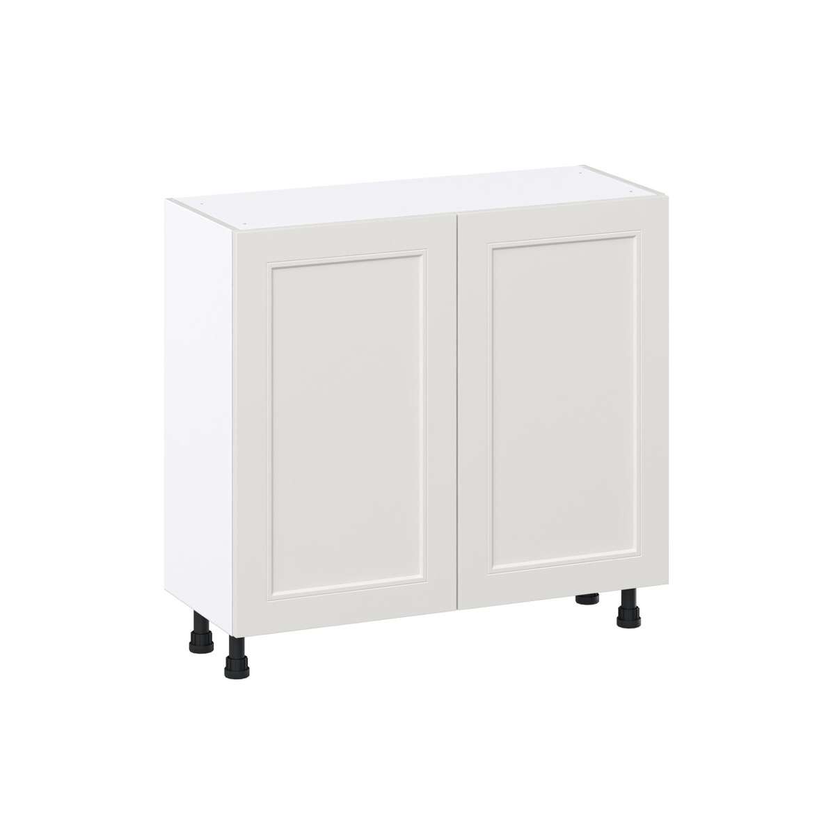 J COLLECTION 36 in. W x 14 in. D x 34.5 in. H Alton Painted White Shaker Assembled Shallow Base Kitchen Cabinet with 2-Doors