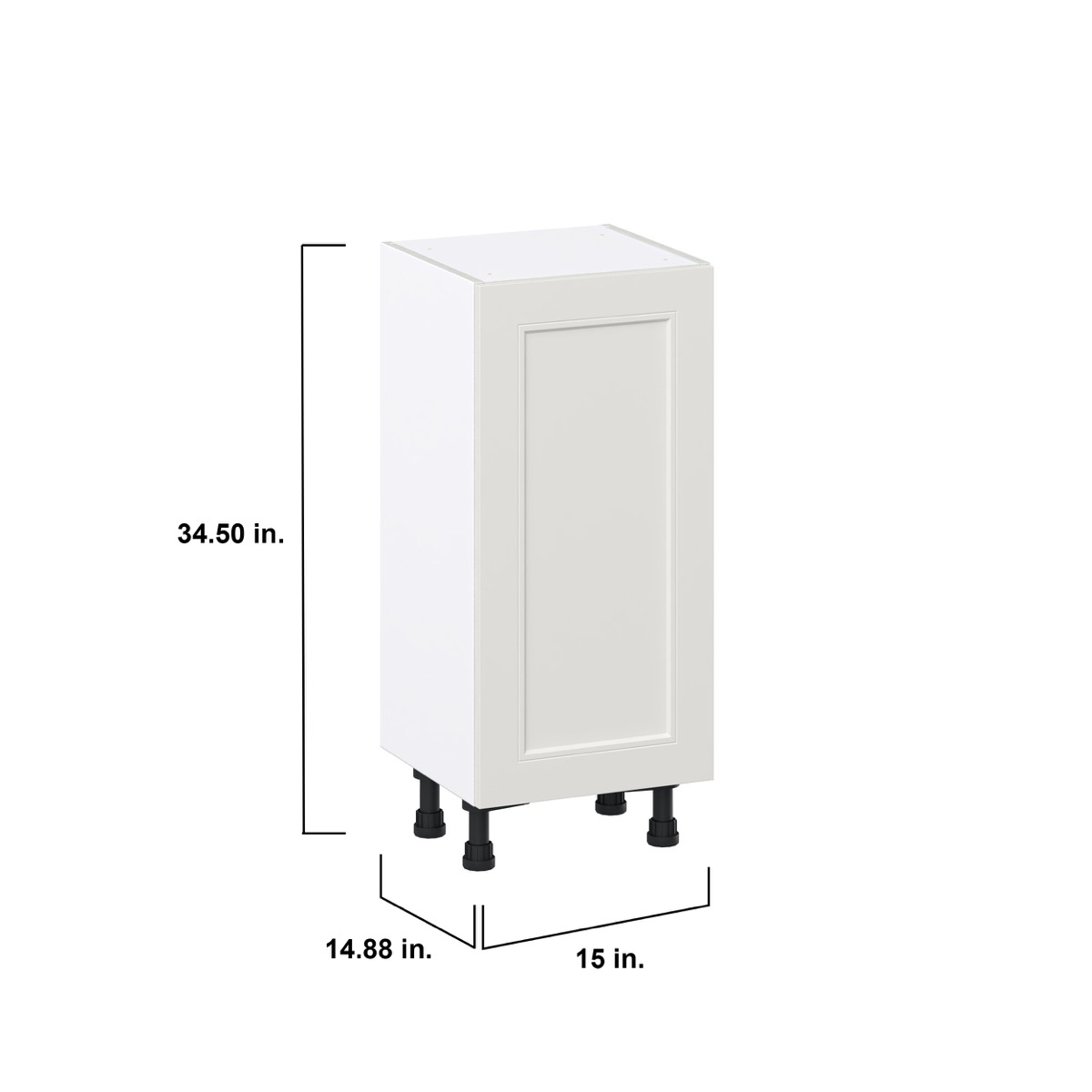 15 in. W x 14 in. D x 34.5 in. H Littleton Painted Gray Shaker Assembled Shallow Base Kitchen Cabinet with a Door