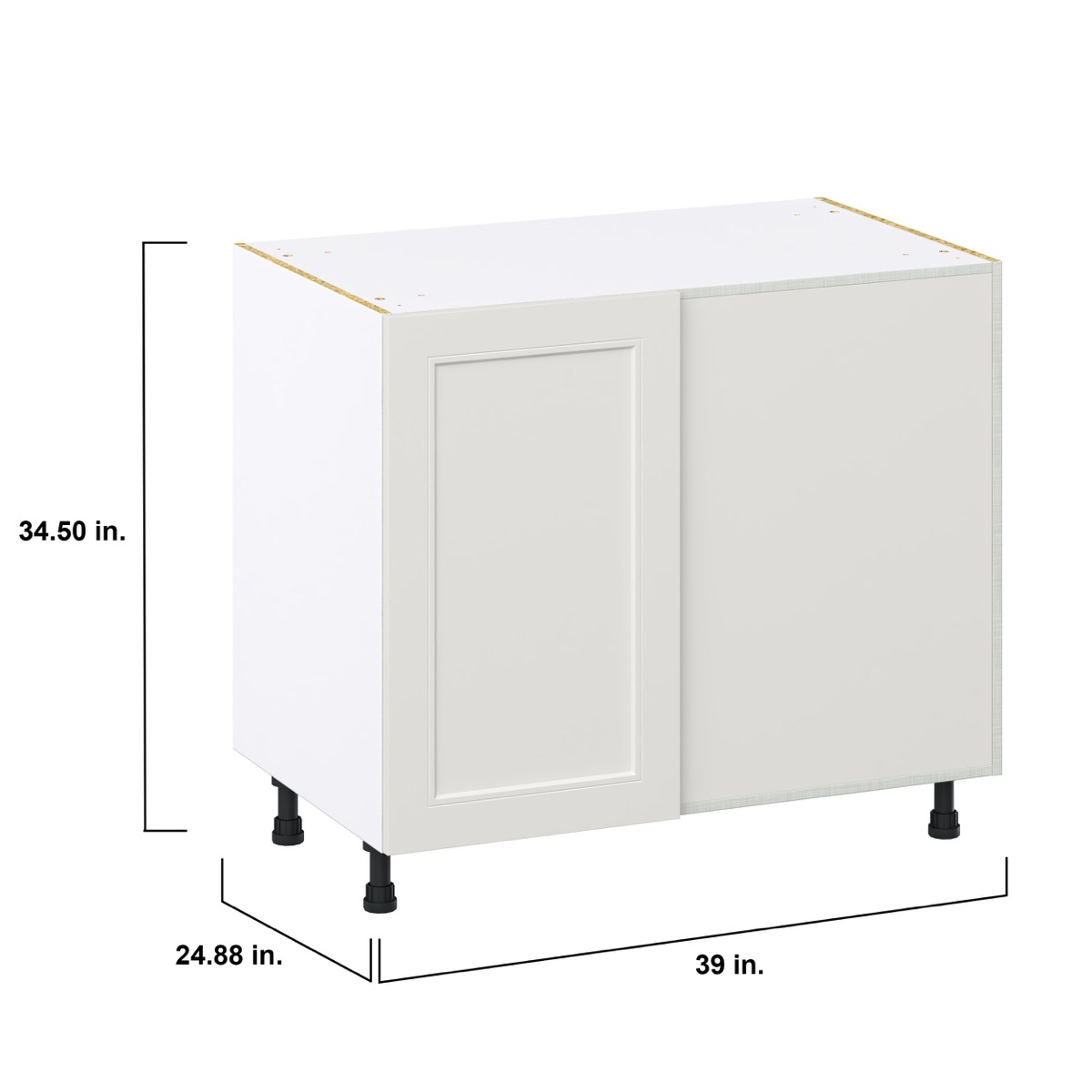 39 in. W x 34.5 in. H x 24 in. D Littleton Painted Gray Shaker Assembled Blind Corner Base Kitchen Cabinet Right Open