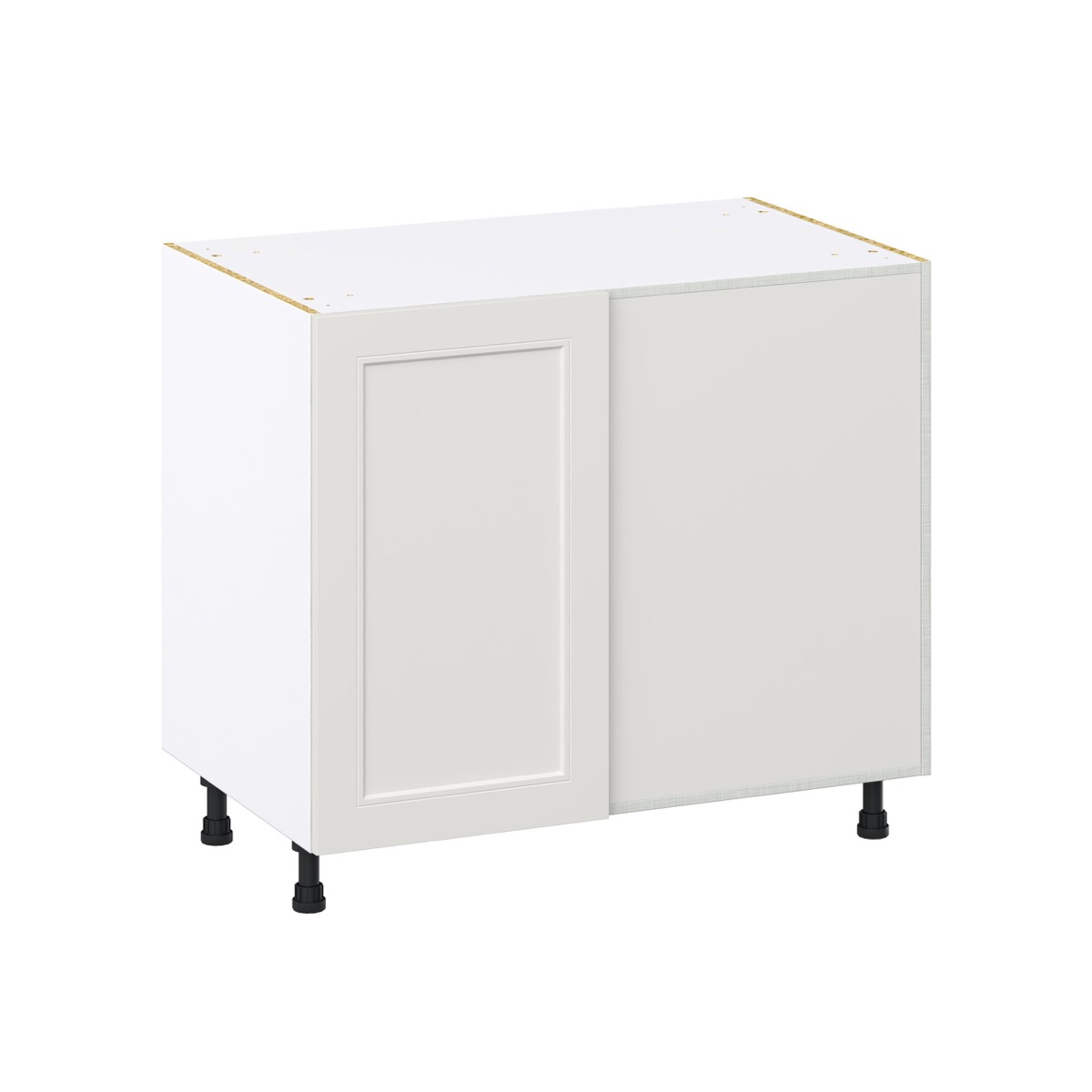 39 in. W x 34.5 in. H x 24 in. D Littleton Painted Gray Shaker Assembled Blind Corner Base Kitchen Cabinet Right Open