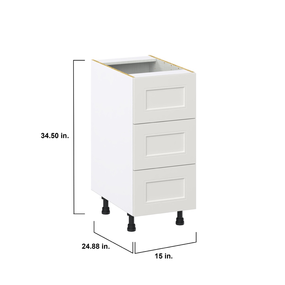 15 in. W x 24 in. D x 34.5 in. H Littleton Painted Gray Shaker Assembled Base Kitchen Cabinet with 3-Drawers