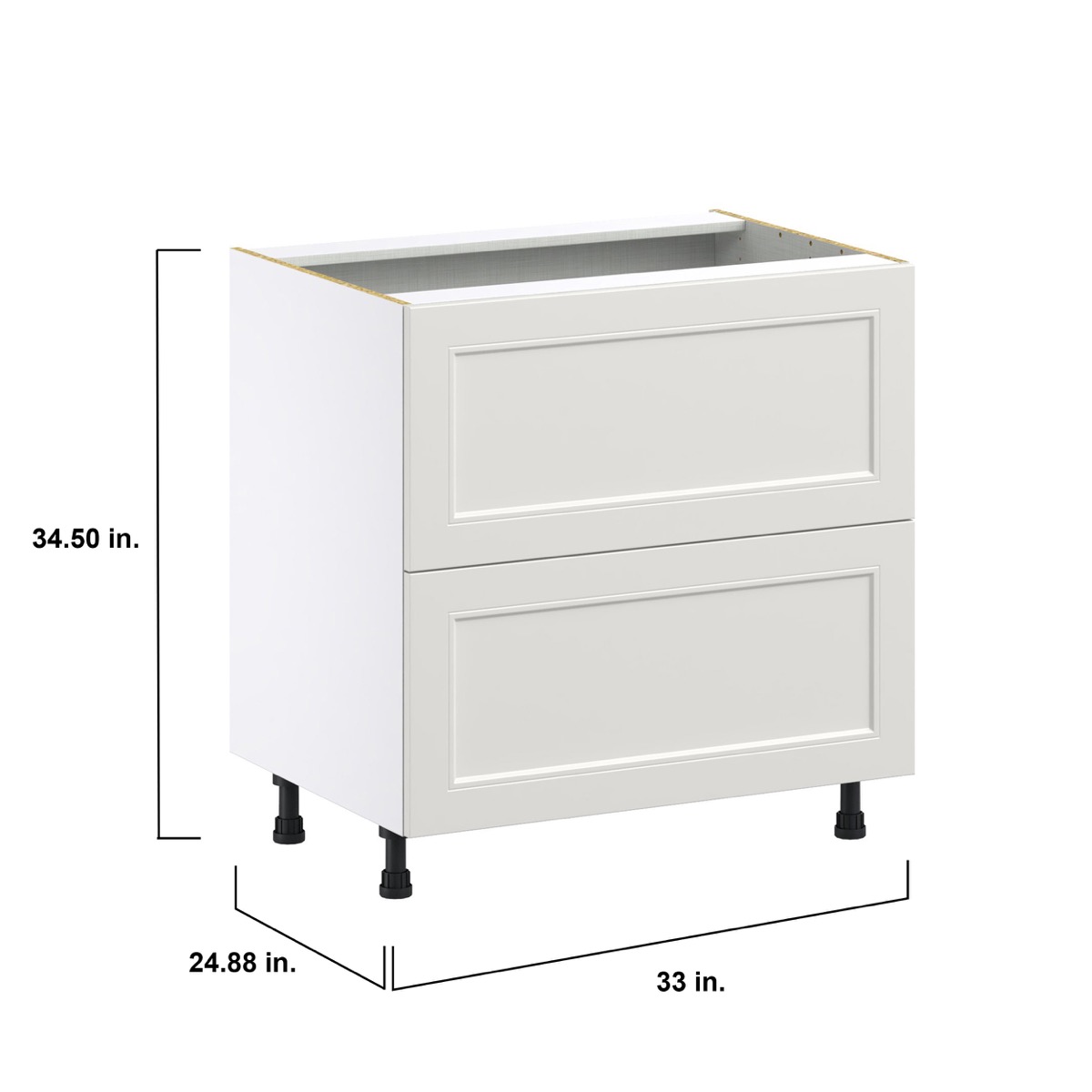 33 in. W x 24 in. D x 34.5 in. H Littleton Painted Gray Shaker Assembled Base Kitchen Cabinet with 2 Drawers