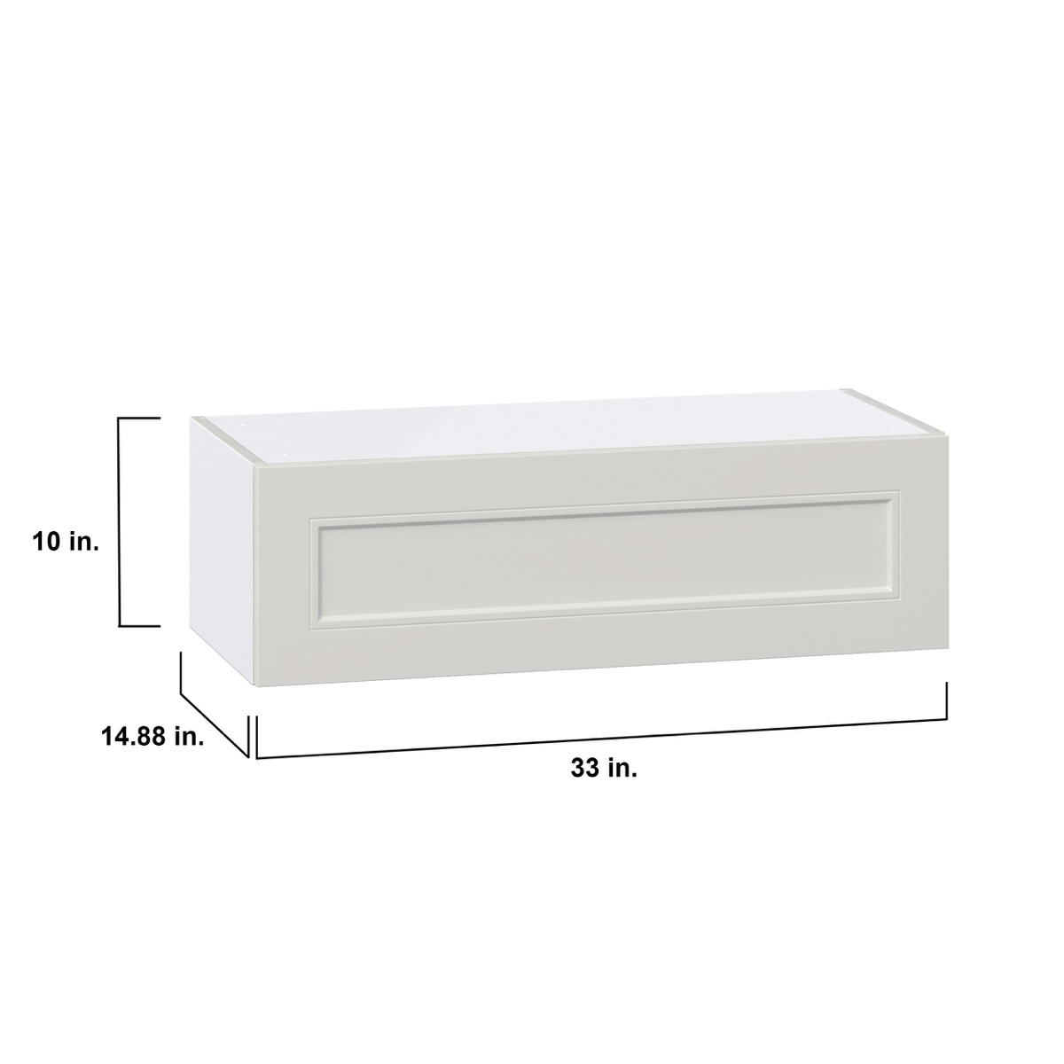 33 in. W x 14 in. D x 10 H in. Littleton Painted Gray Shaker Assembled Wall Bridge Kitchen Cabinet with Lift Up