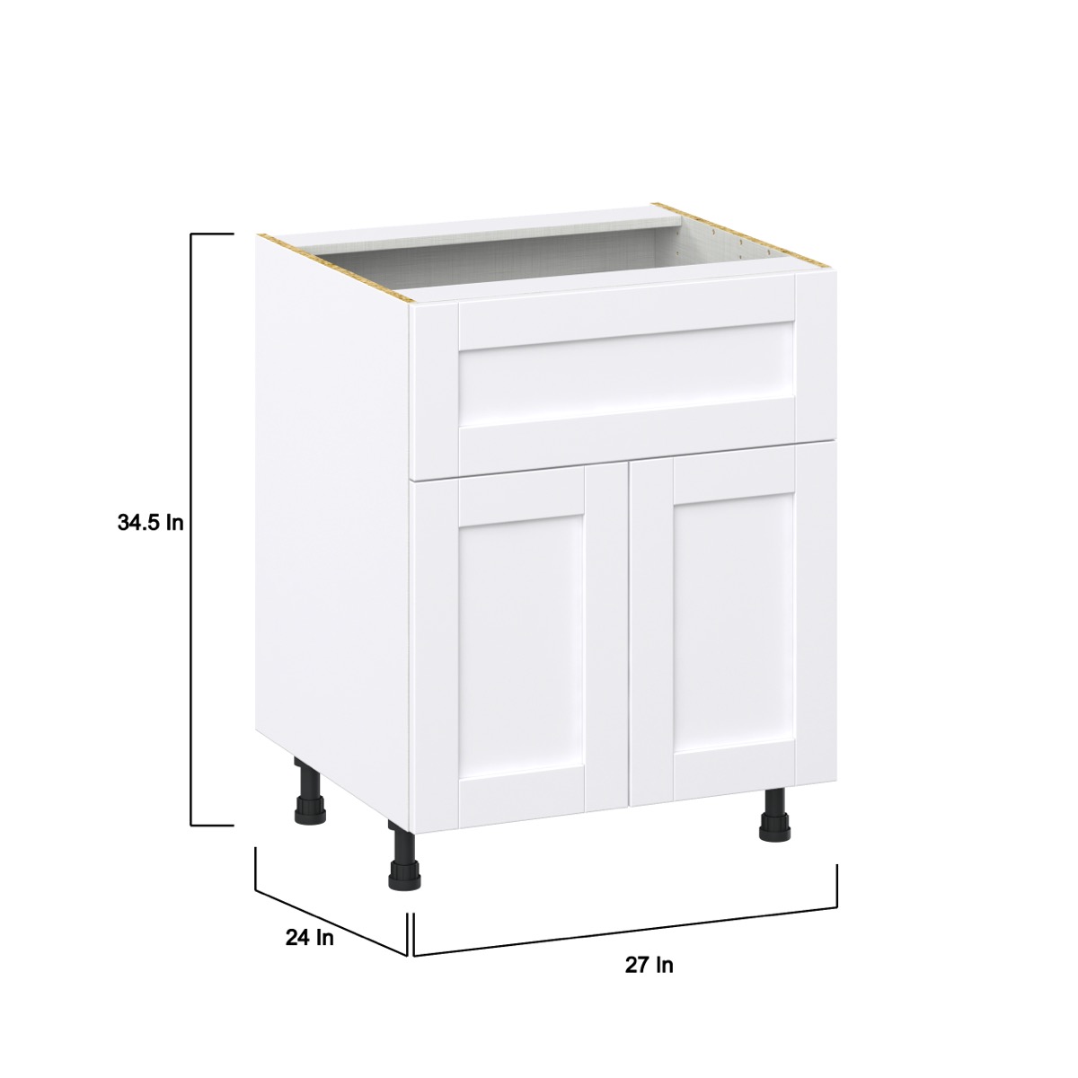 Mancos Bright White Shaker Assembled Base Kitchen Cabinet with 10 in. Drawer (27 in. W X 34.5 in. H X 24 in. D)
