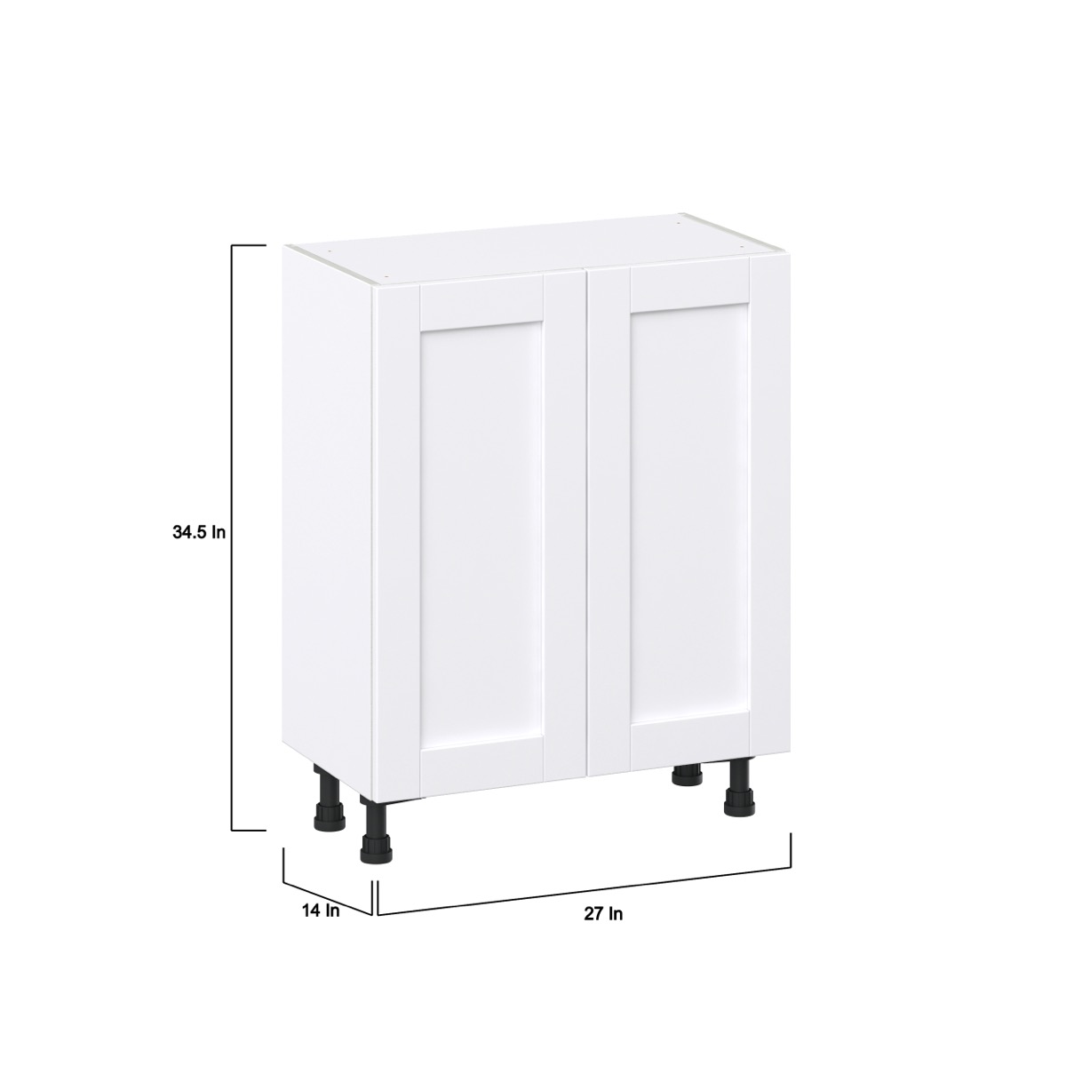 Mancos Bright White Shaker Assembled Shallow Base Kitchen Cabinet (27 in. W X 34.5 in. H X 14 in. D)