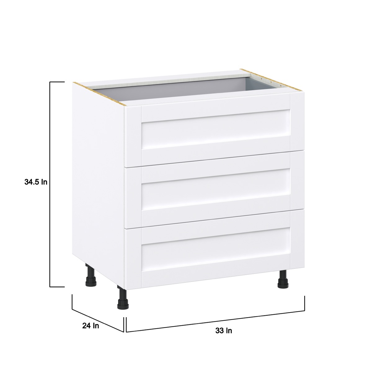 J COLLECTION Mancos Bright White Shaker Assembled Base Kitchen Cabinet with 4-Drawers (24 in. W x 34.5 in. H x 24 in. D)