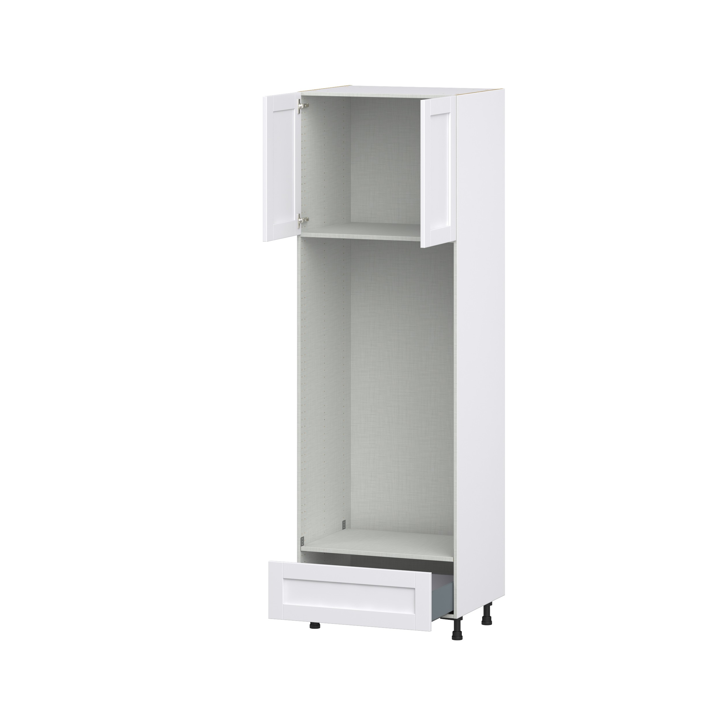 Milton 30 in. W x 24 in. D x 94.5 in. H Assembled Shaker Double Oven Kitchen Cabinet in Bright White with Drawer