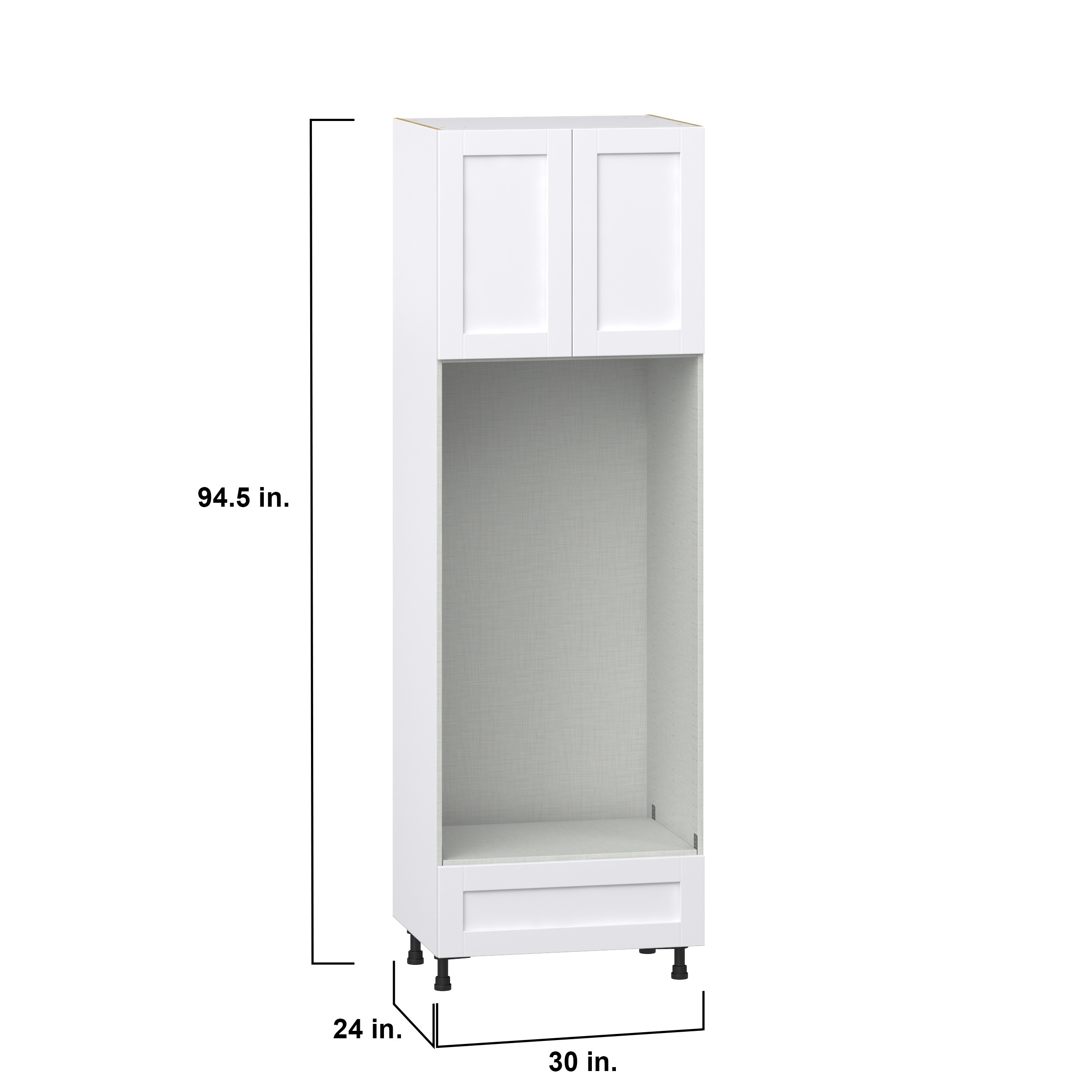Milton 30 in. W x 24 in. D x 94.5 in. H Assembled Shaker Double Oven Kitchen Cabinet in Bright White with Drawer