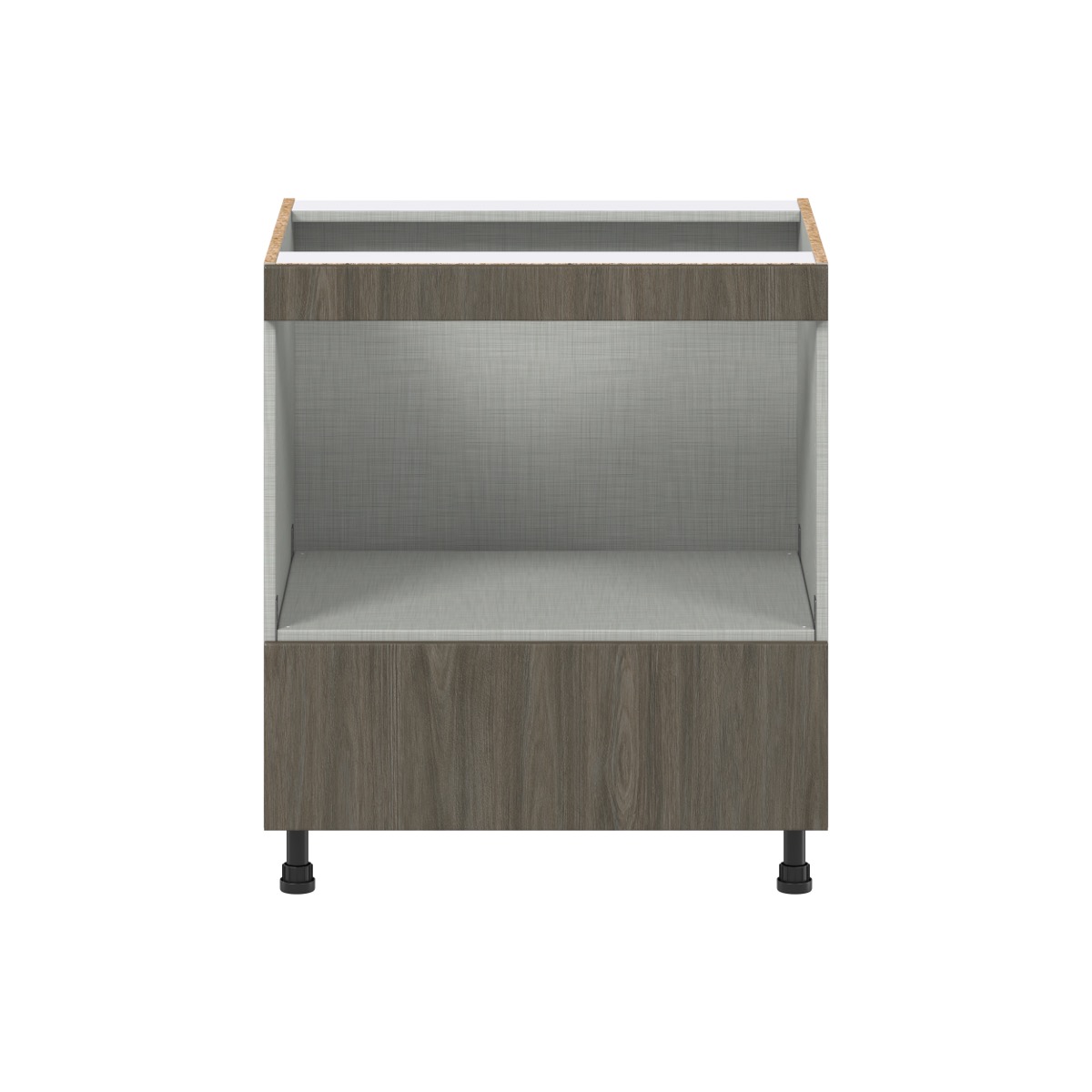J COLLECTION Medora textured 30 in. W x 34.5 in. H x 24 in. D Slab Walnut Assembled Built-In Microwave Base Kitchen Cabinet